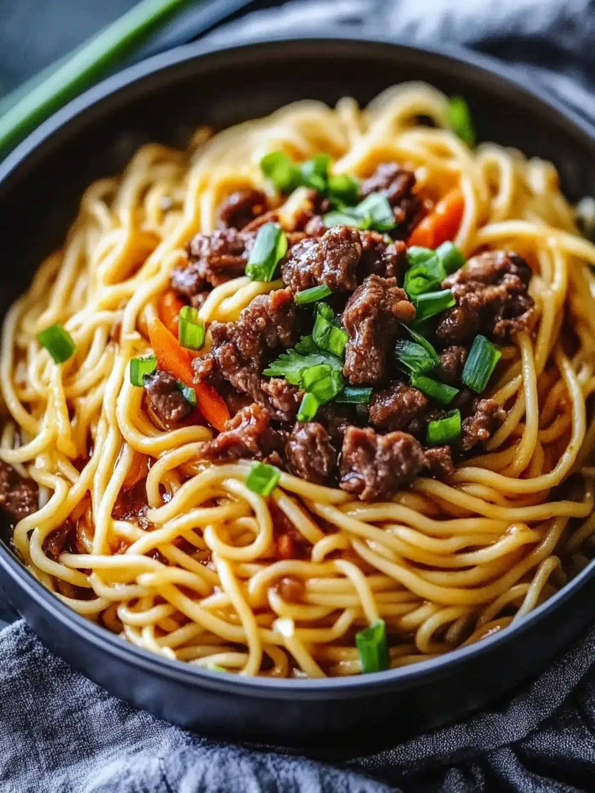 Mongolische Nudeln mit Hackfleisch