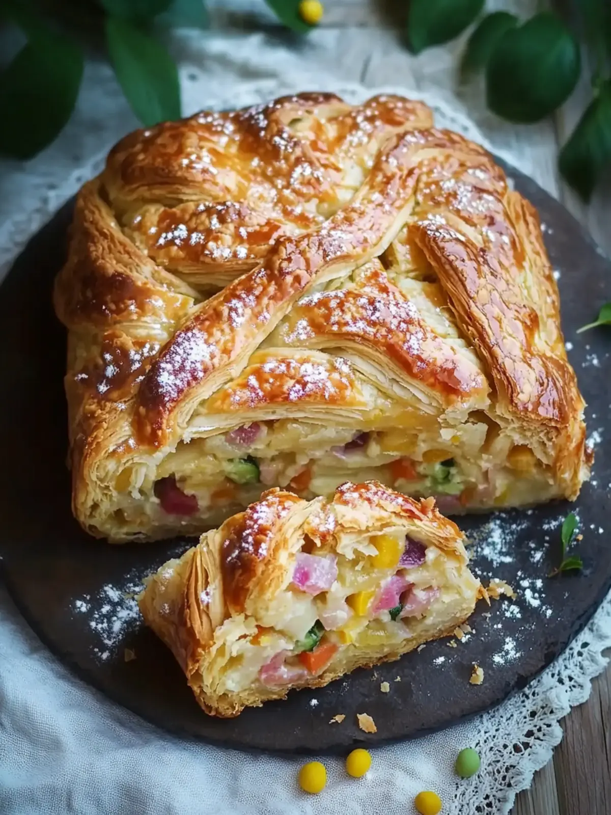 Vegetable strudel with puff pastry