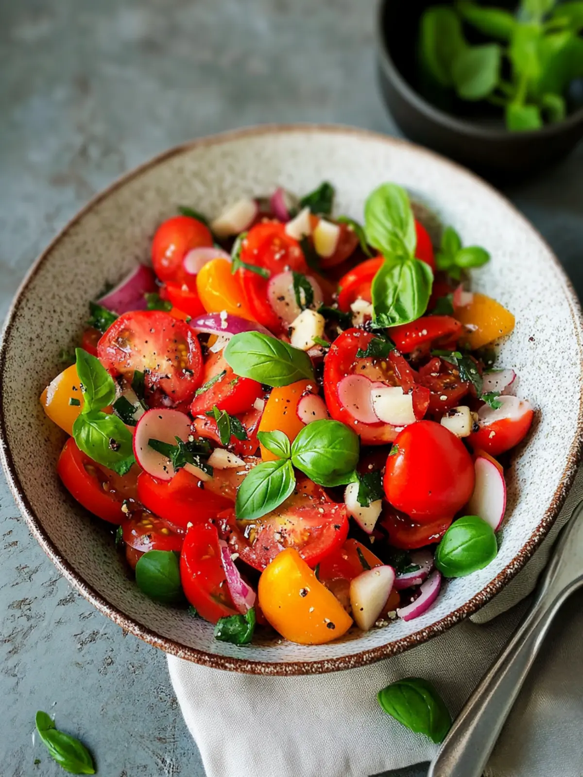 Tomatensalat mit Zwiebeln
