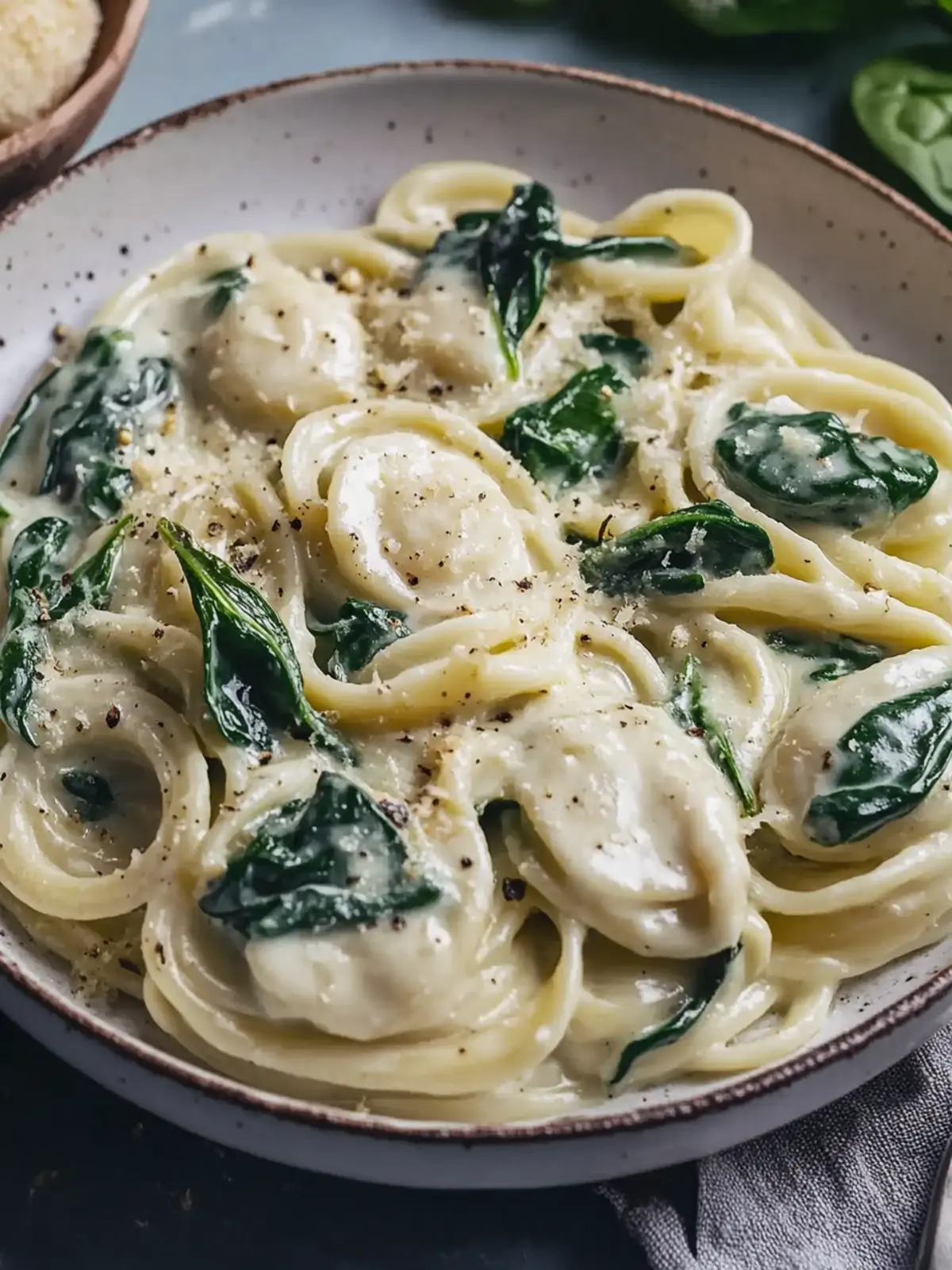 Pasta mit grünem Spargel und Spinat