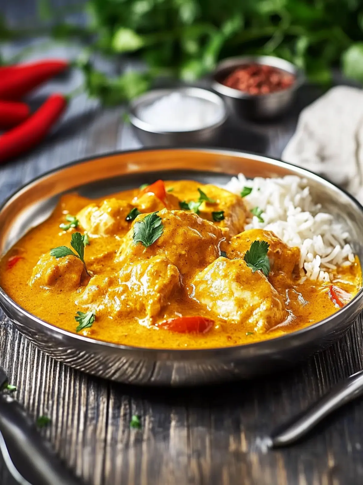 Hühnerfilets in Curry-Rahmsauce