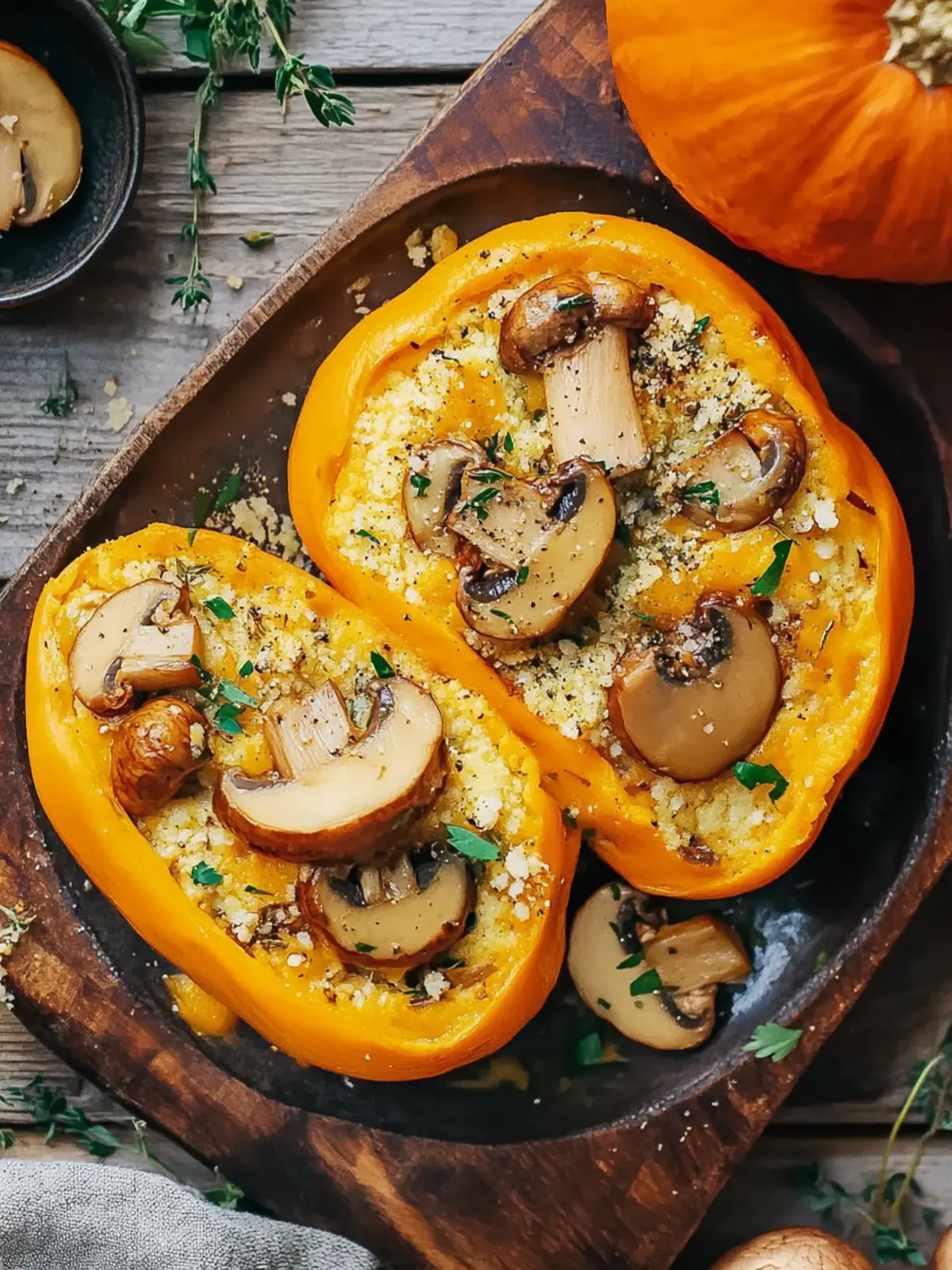 Gratinierter Kürbis mit Champignons