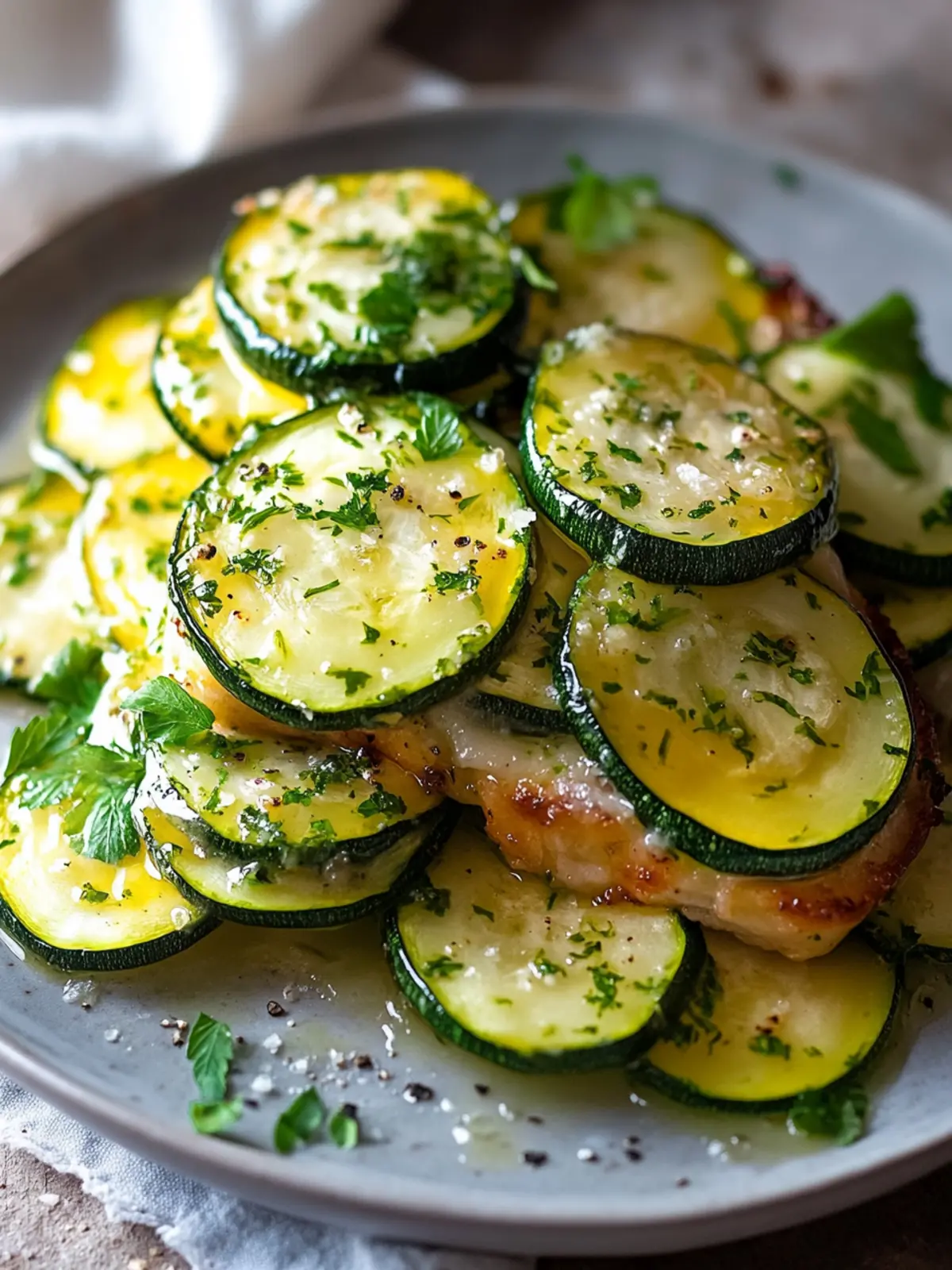 Garlic butter chicken with roasted zucchini