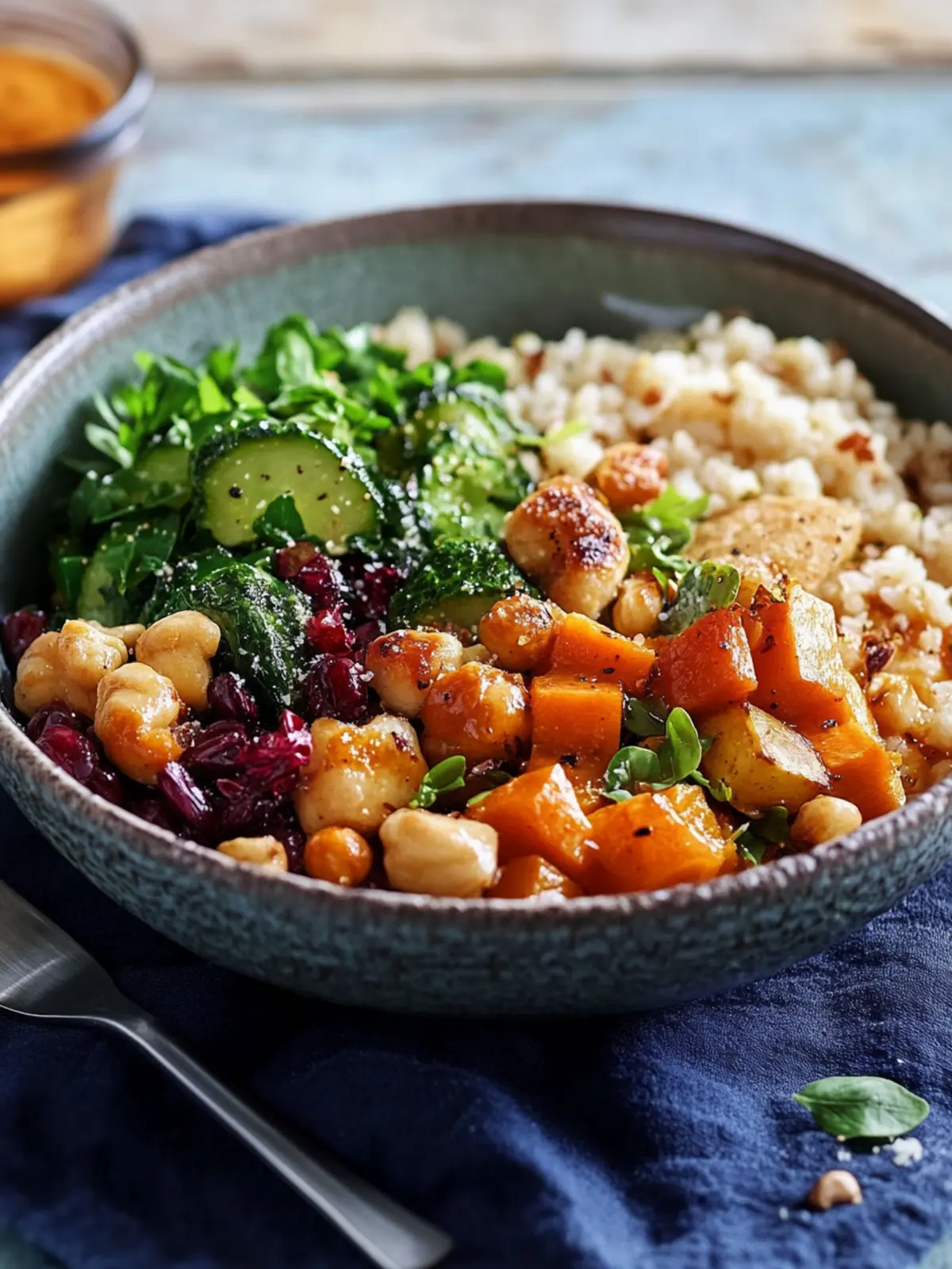 Winter-Bowl mit Rosenkohl und Kürbis