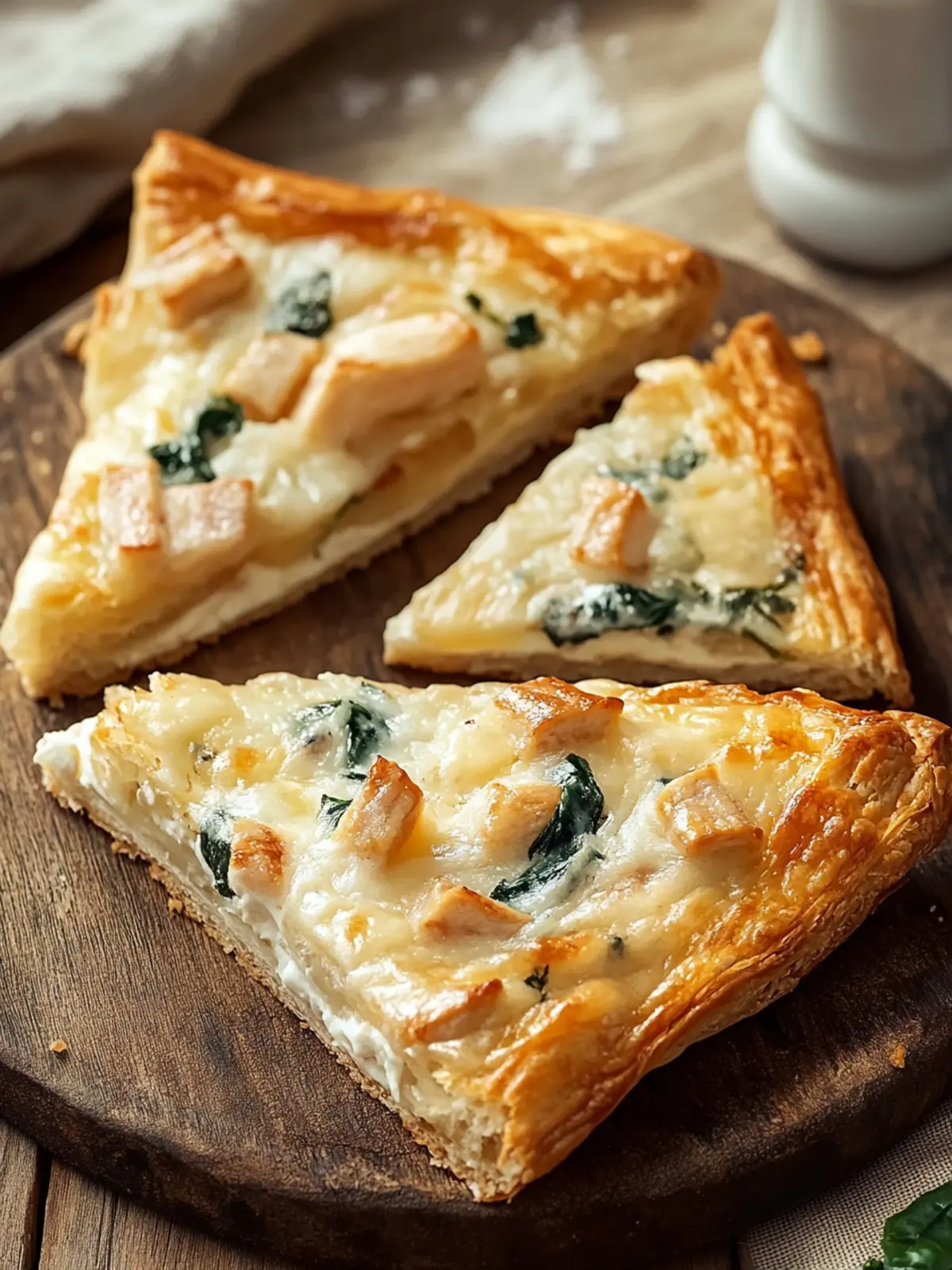 Savory puff pastry snack with ham and cheese