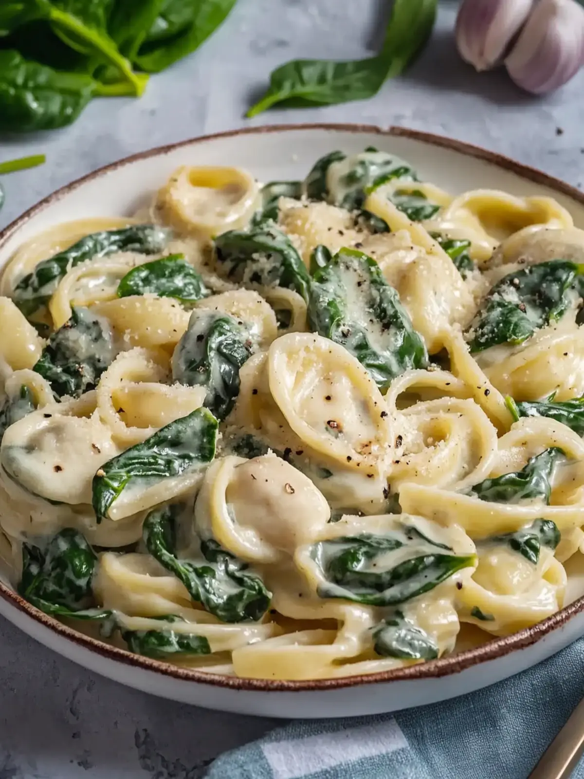Pasta mit grünem Spargel und Spinat