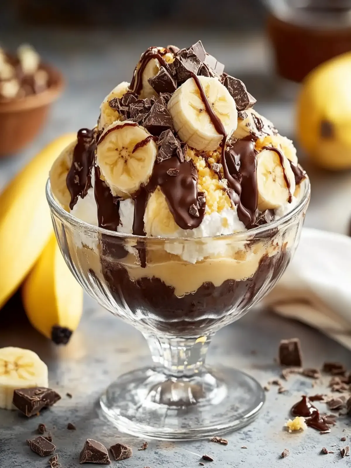 Cremiger Schokoladen-Bananen-Eisbecher