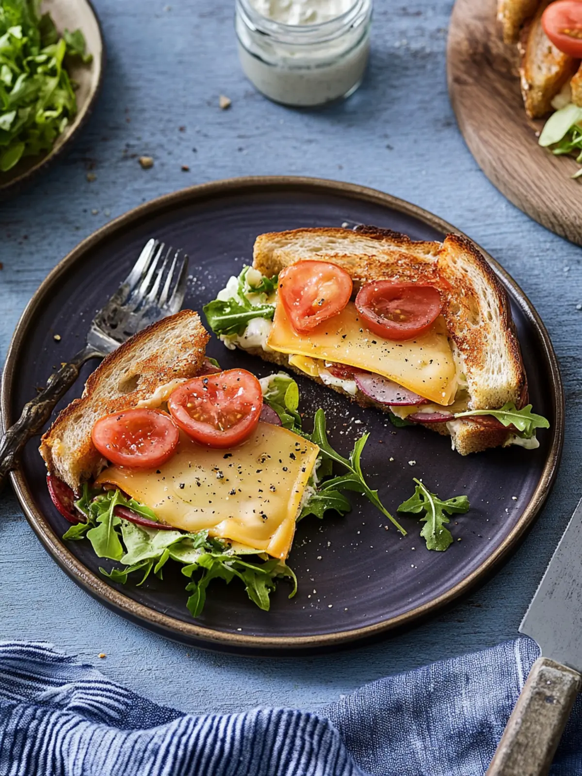 Sandwich-Toast mit Gouda und Schinken