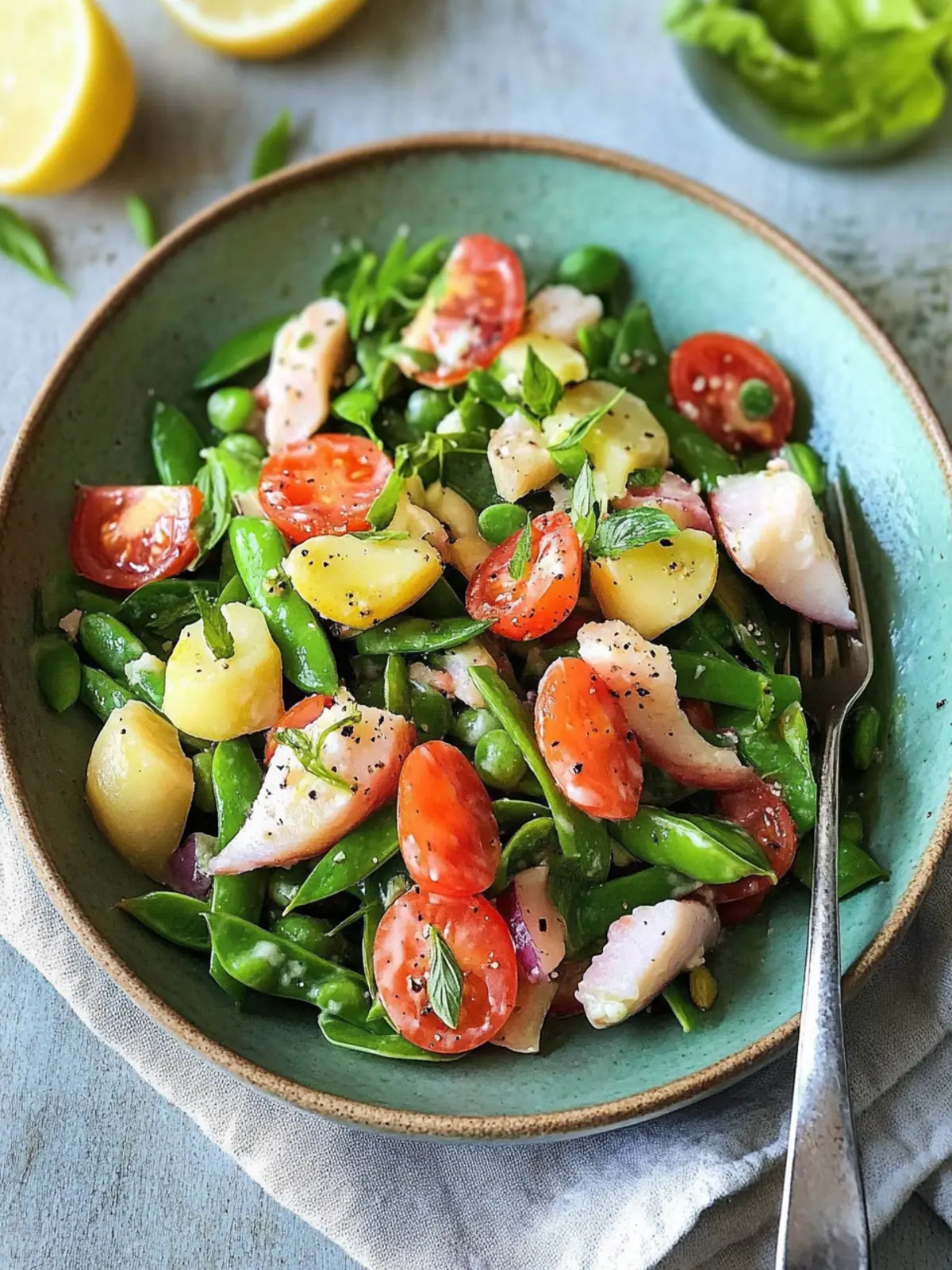 Gehackter Salat mit Hummer und Spargel