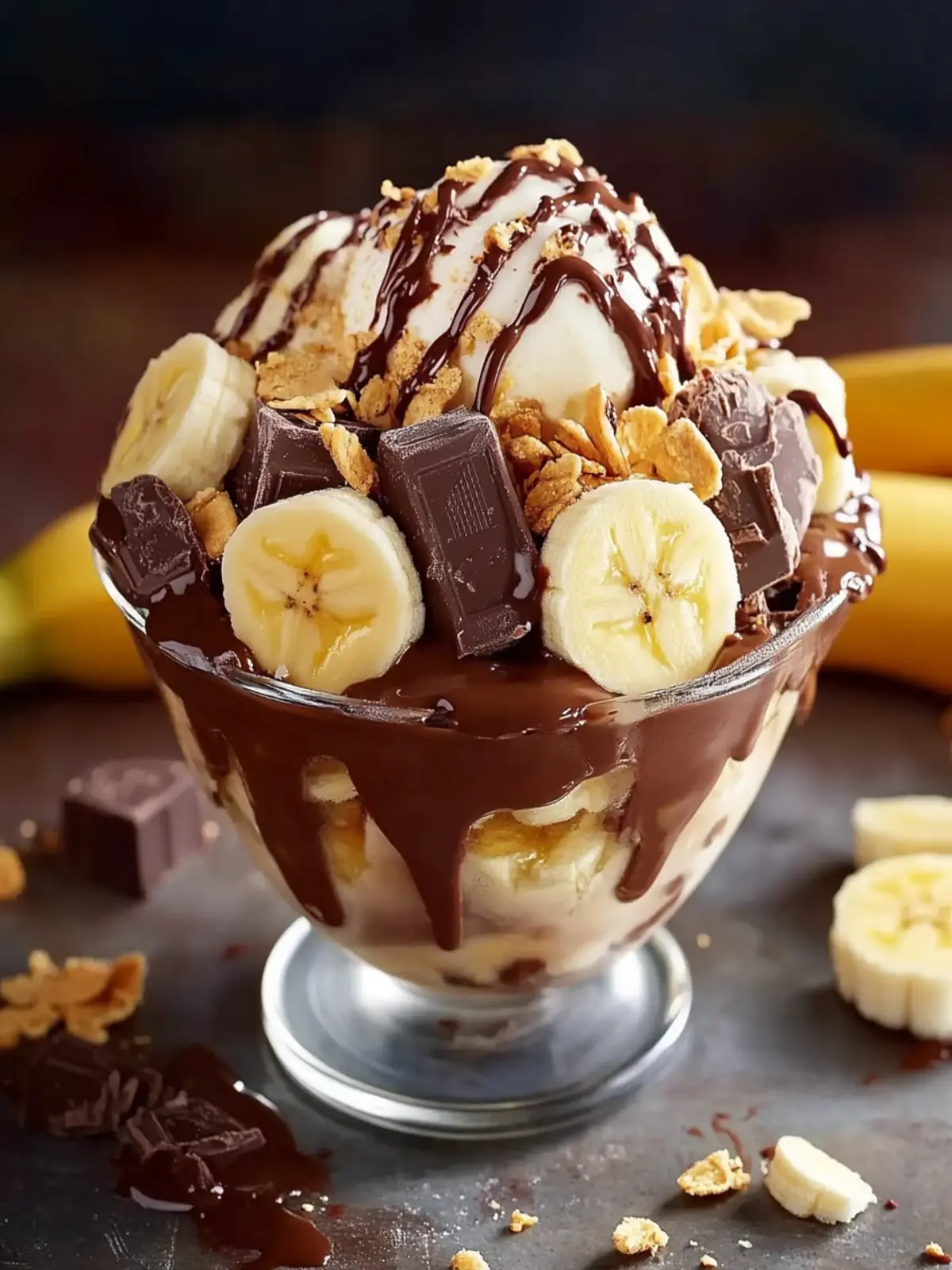 Cremiger Schokoladen-Bananen-Eisbecher