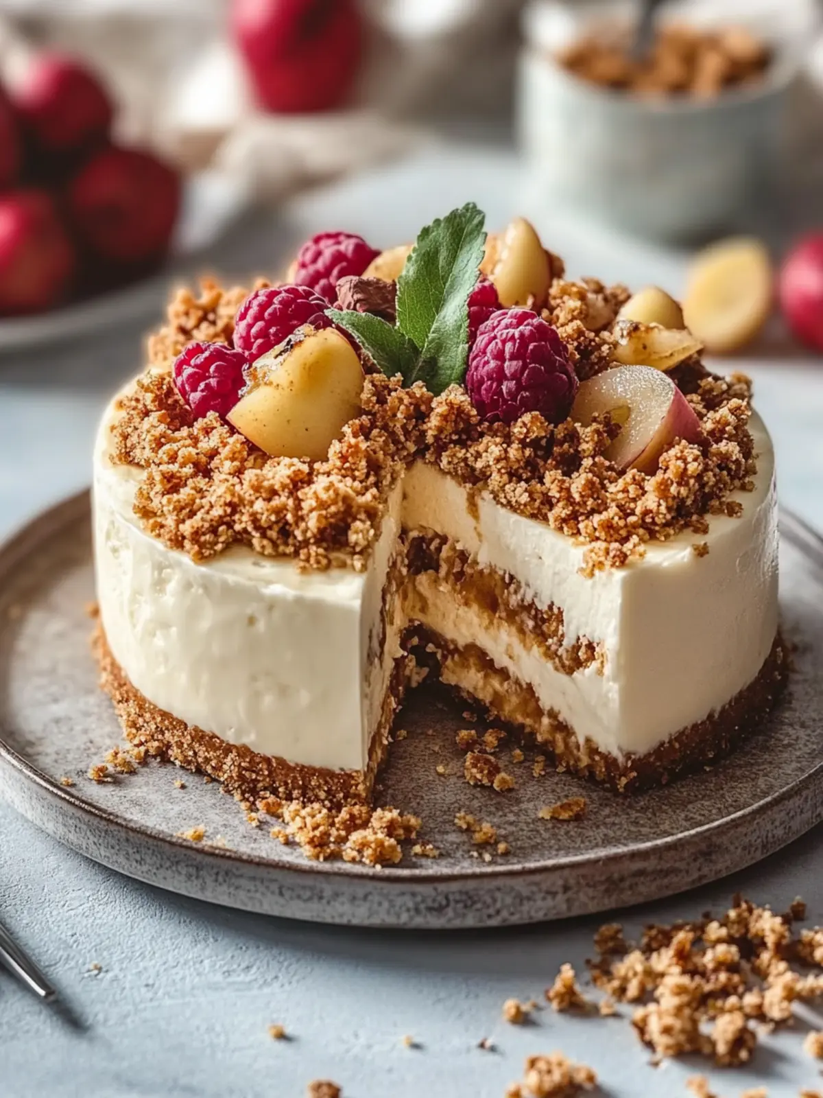 Cremiger Apfel Crumble Käsekuchen