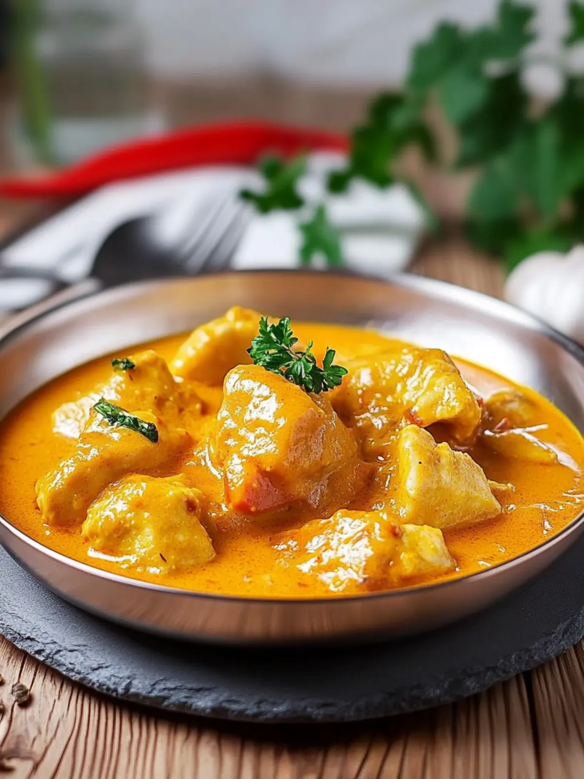 Hühnerfilets in Curry-Rahmsauce