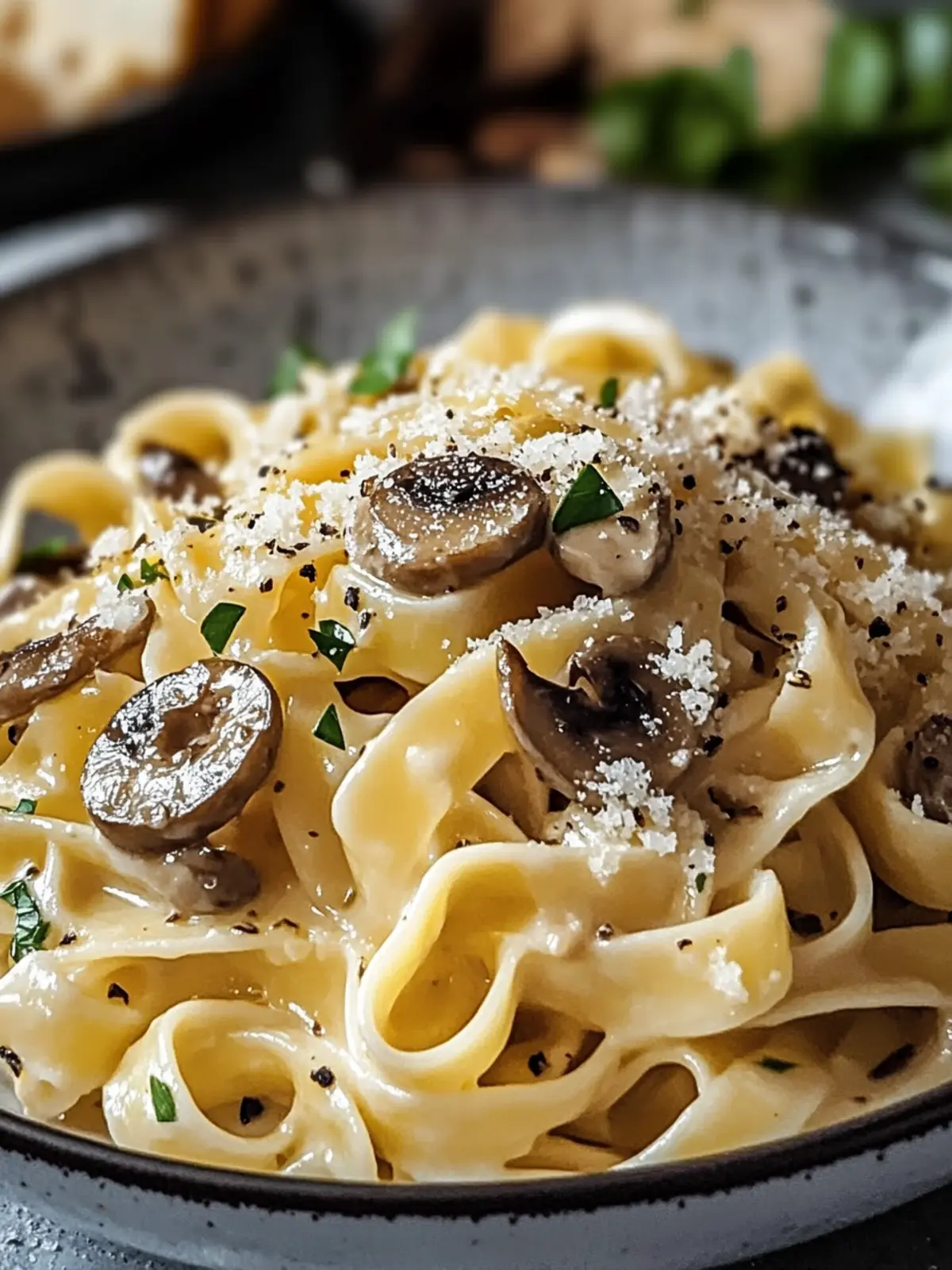 caramelisierte Lauch- und Pilzgruyère-Pasta Genuss