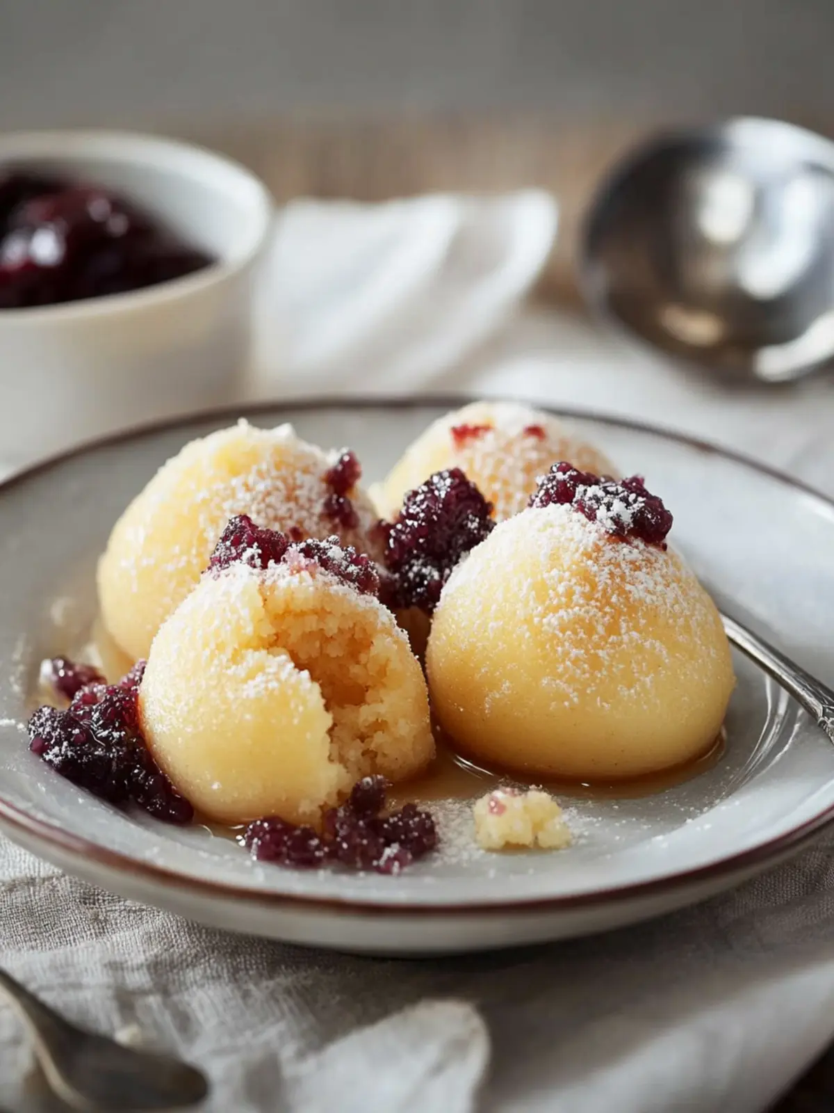 Griessknödel mit Zwetschgenkompott