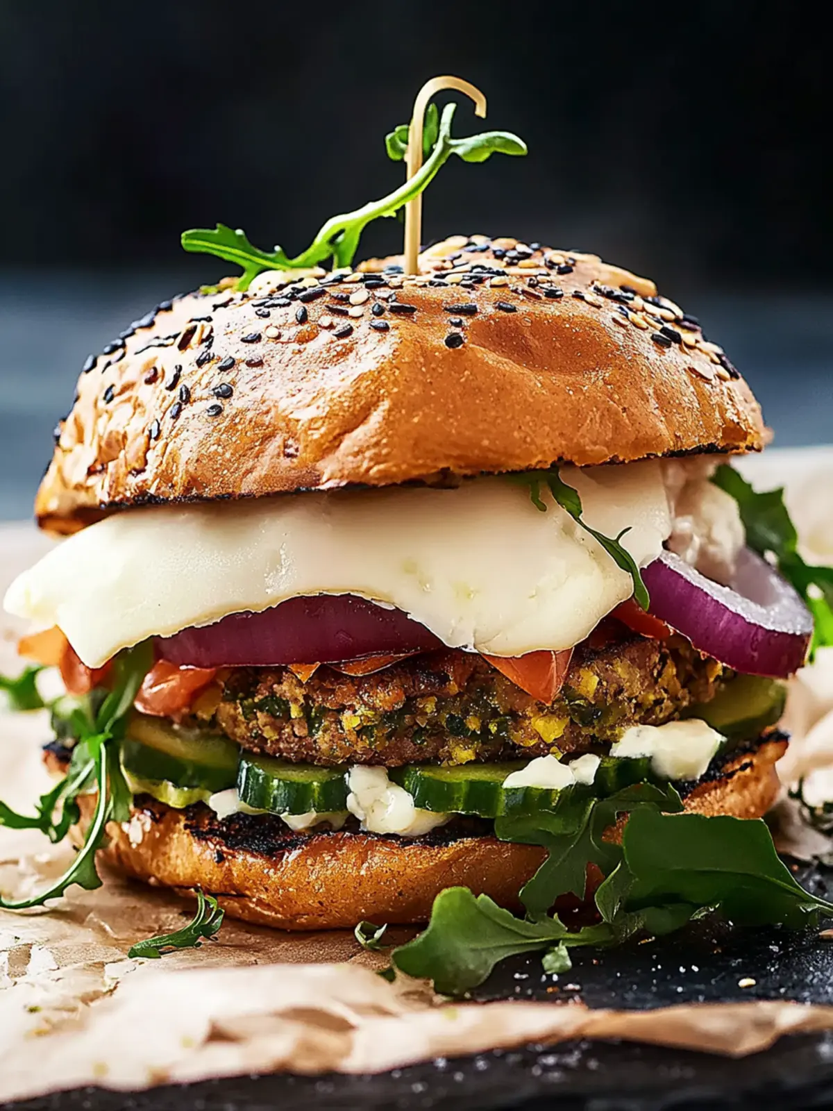 Vegetarischer Burger mit Butterkäse