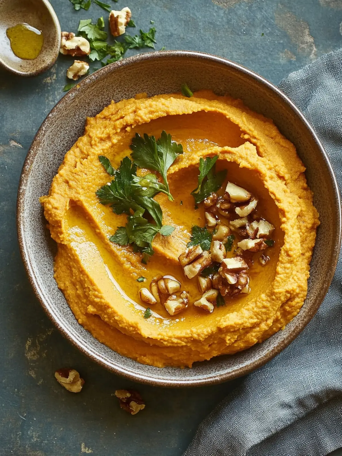 Sweet potato hummus with walnuts