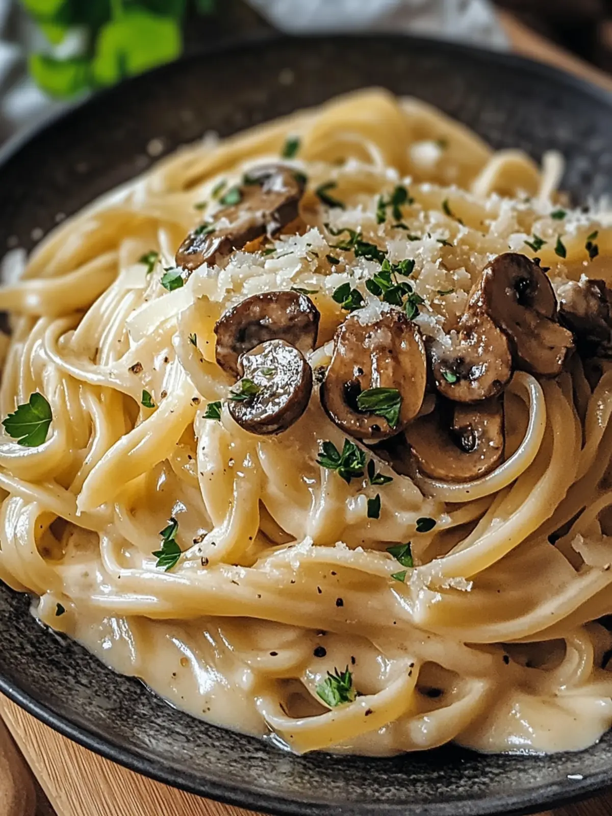 caramelisierte Lauch- und Pilzgruyère-Pasta Genuss