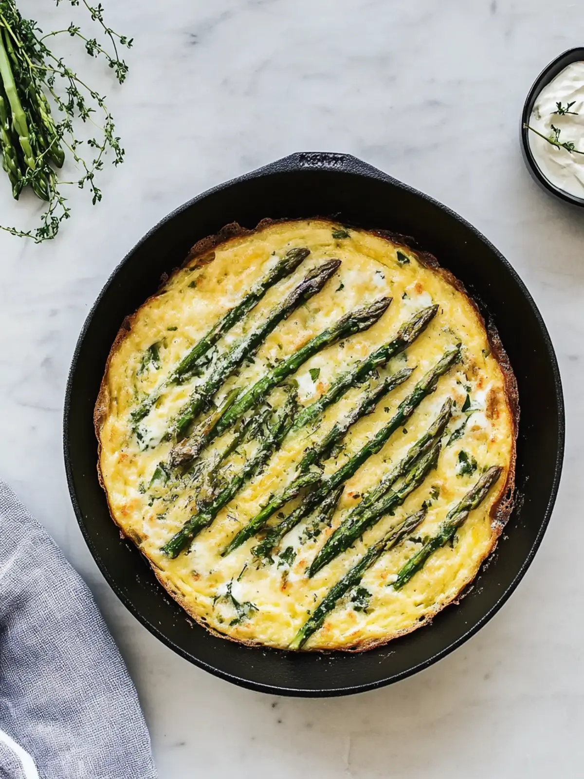 Spargel-Frittata mit Crème fraîche
