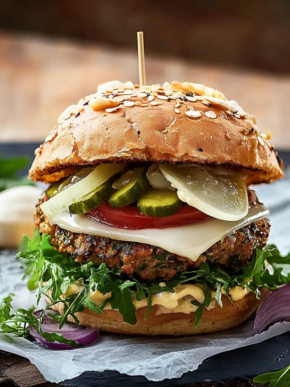 Vegetarischer Burger mit Butterkäse