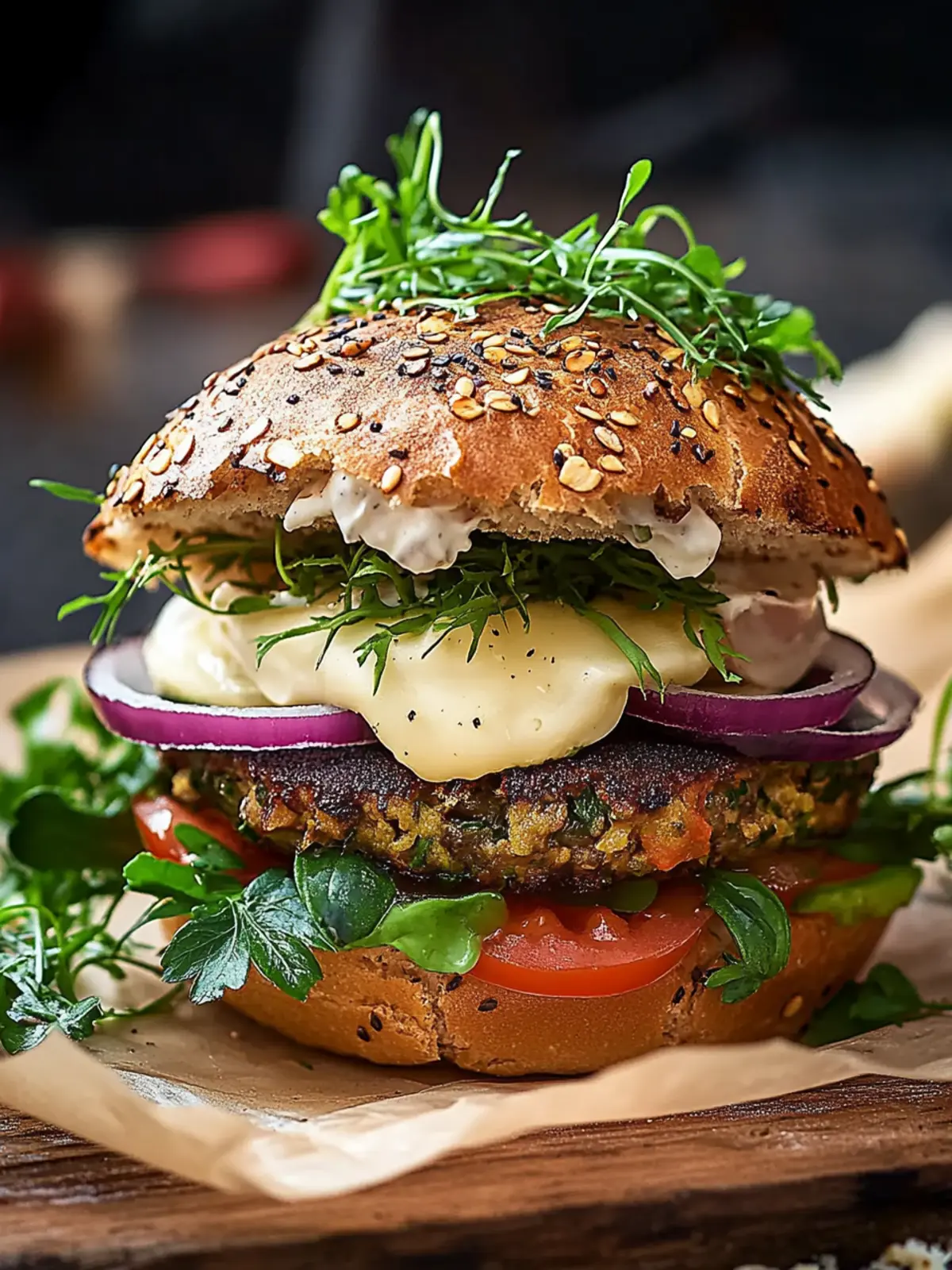 Vegetarian burger with butter cheese