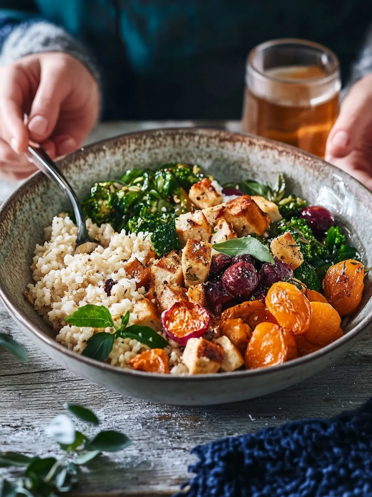 Winter-Bowl mit Rosenkohl und Kürbis