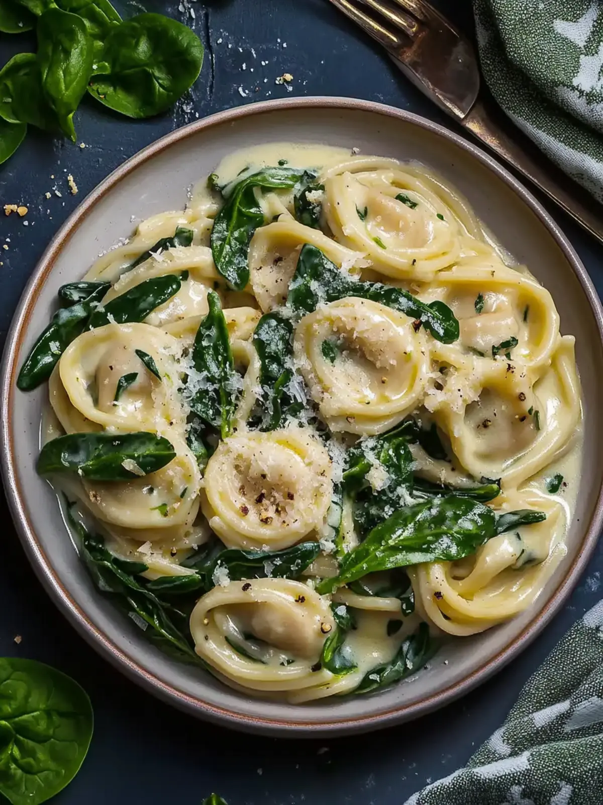 Pasta mit grünem Spargel und Spinat