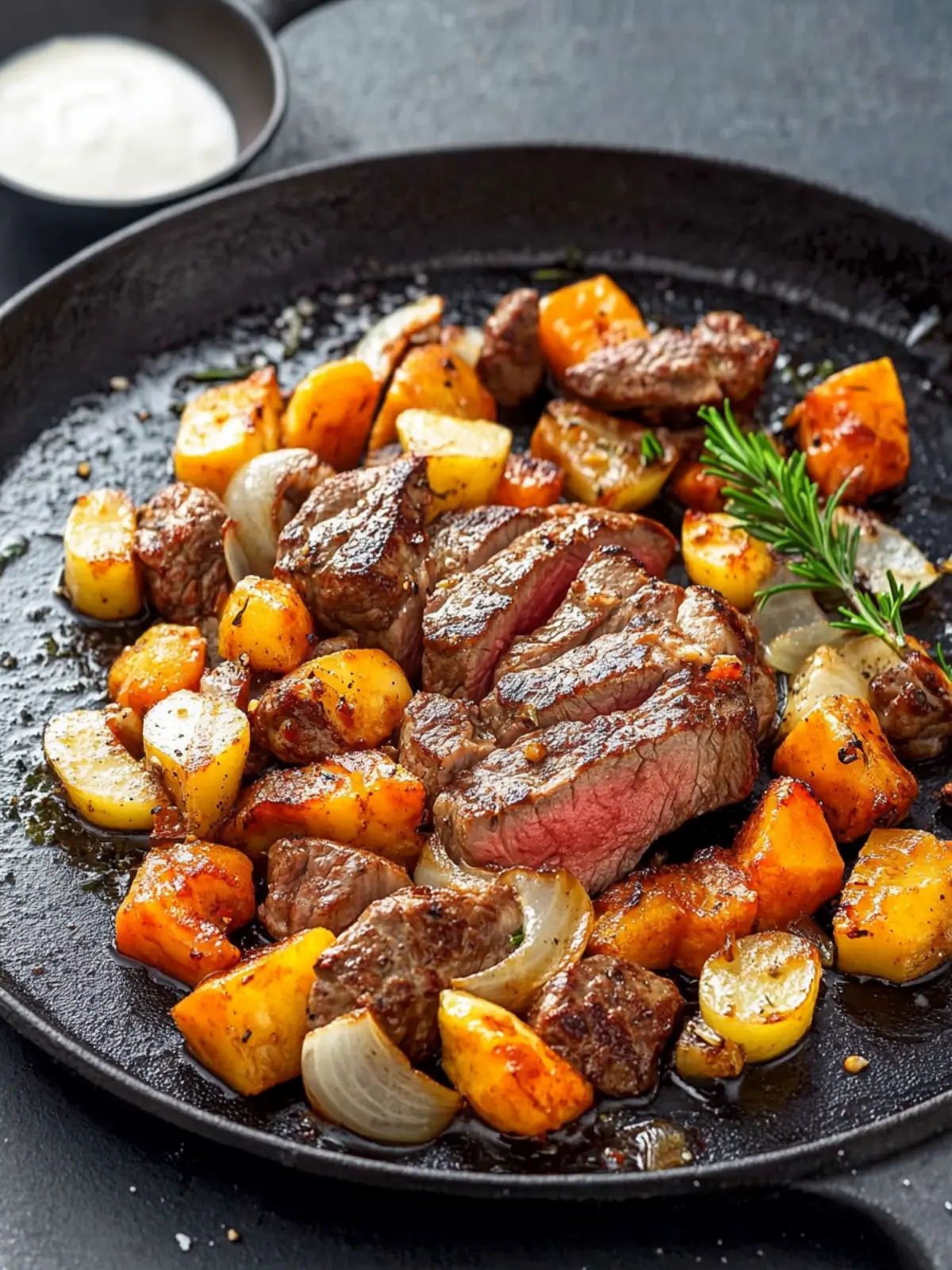 Süßkartoffel-Steak-Pfanne