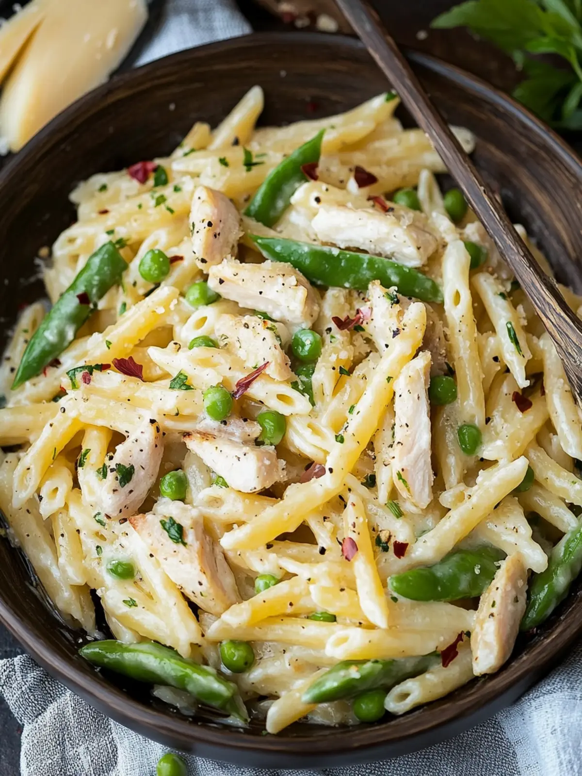 Cremige Hähnchen-Spargel-Pasta