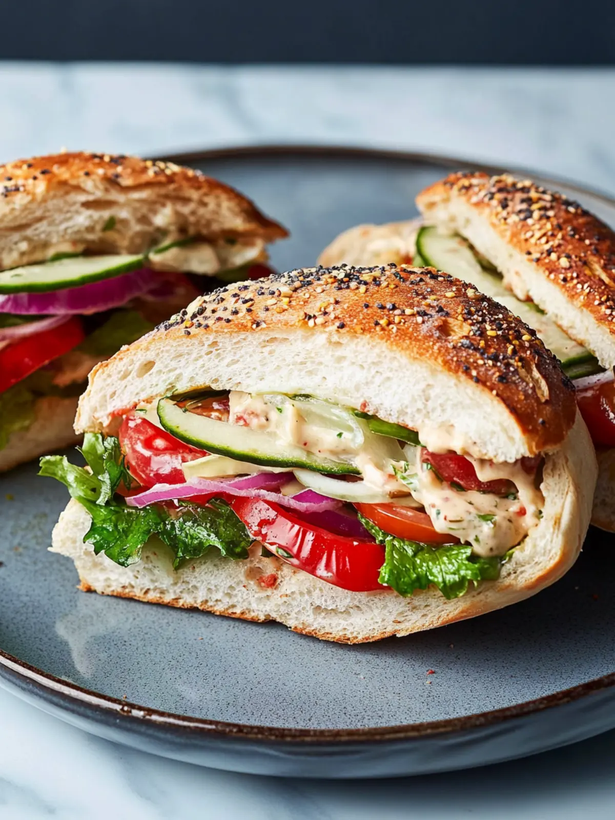 Vegetarische Muffulettas mit eingelegtem Eisbergsalat