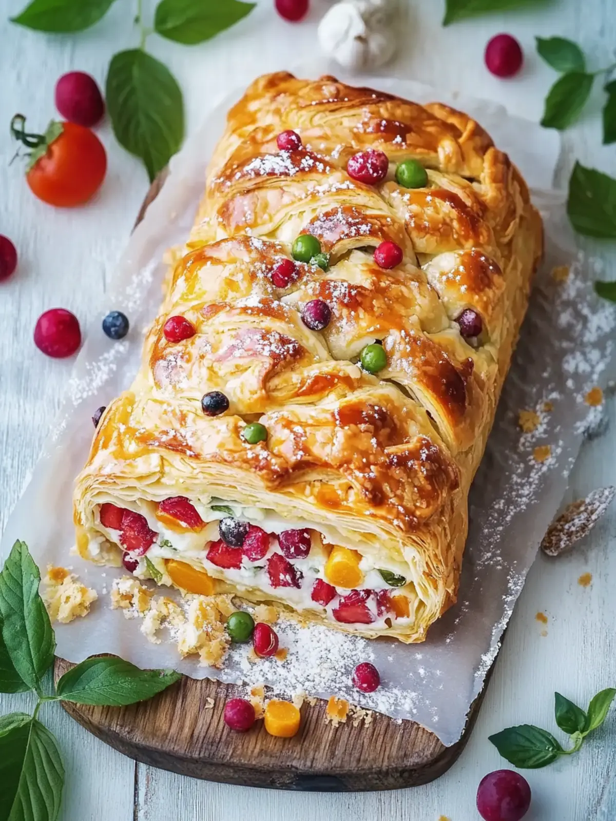 Vegetable strudel with puff pastry