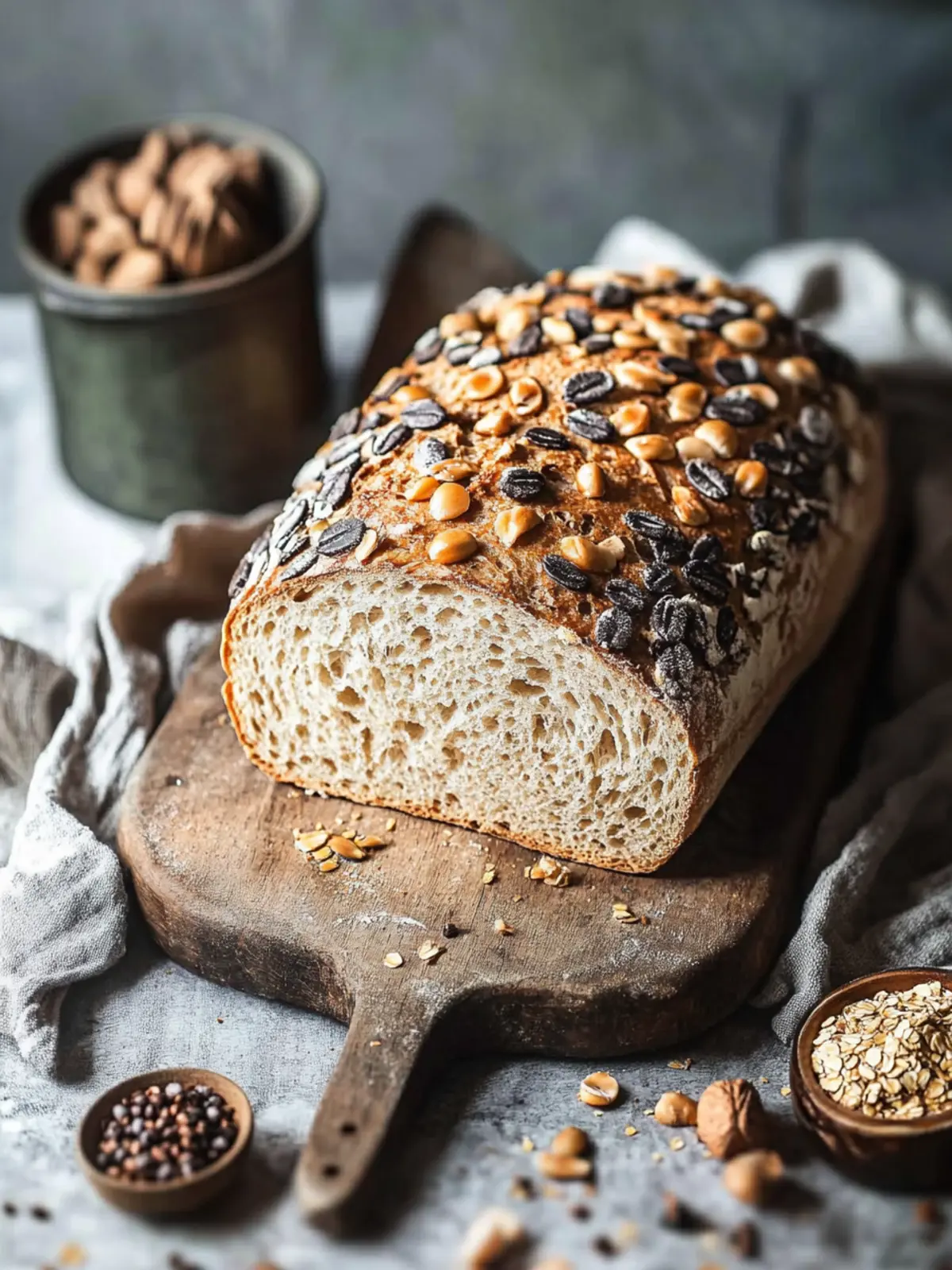 Topfbrot mit Dinkelmehl und Kürbiskernen