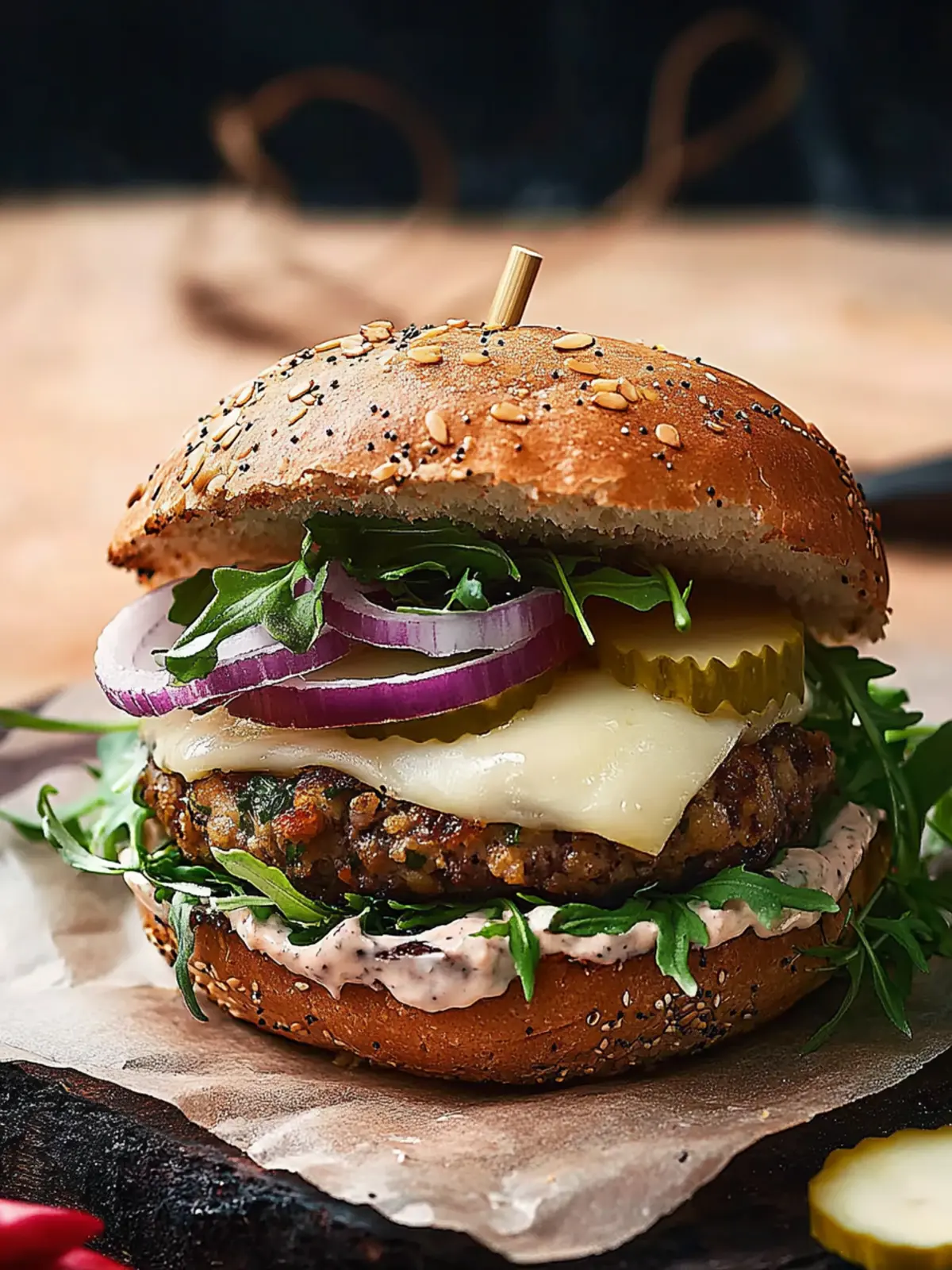 Vegetarian burger with butter cheese