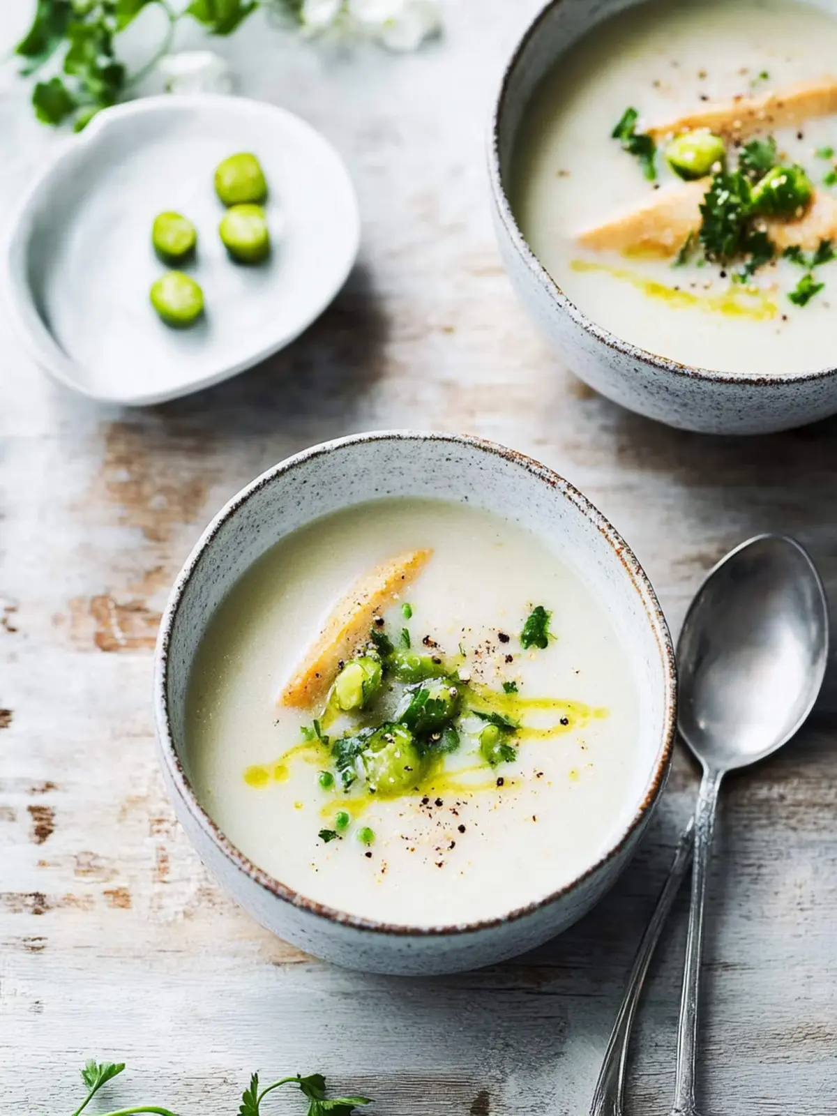 Spargel-Kokos-Suppe mit Rhabarber-Jalapeño-Salsa