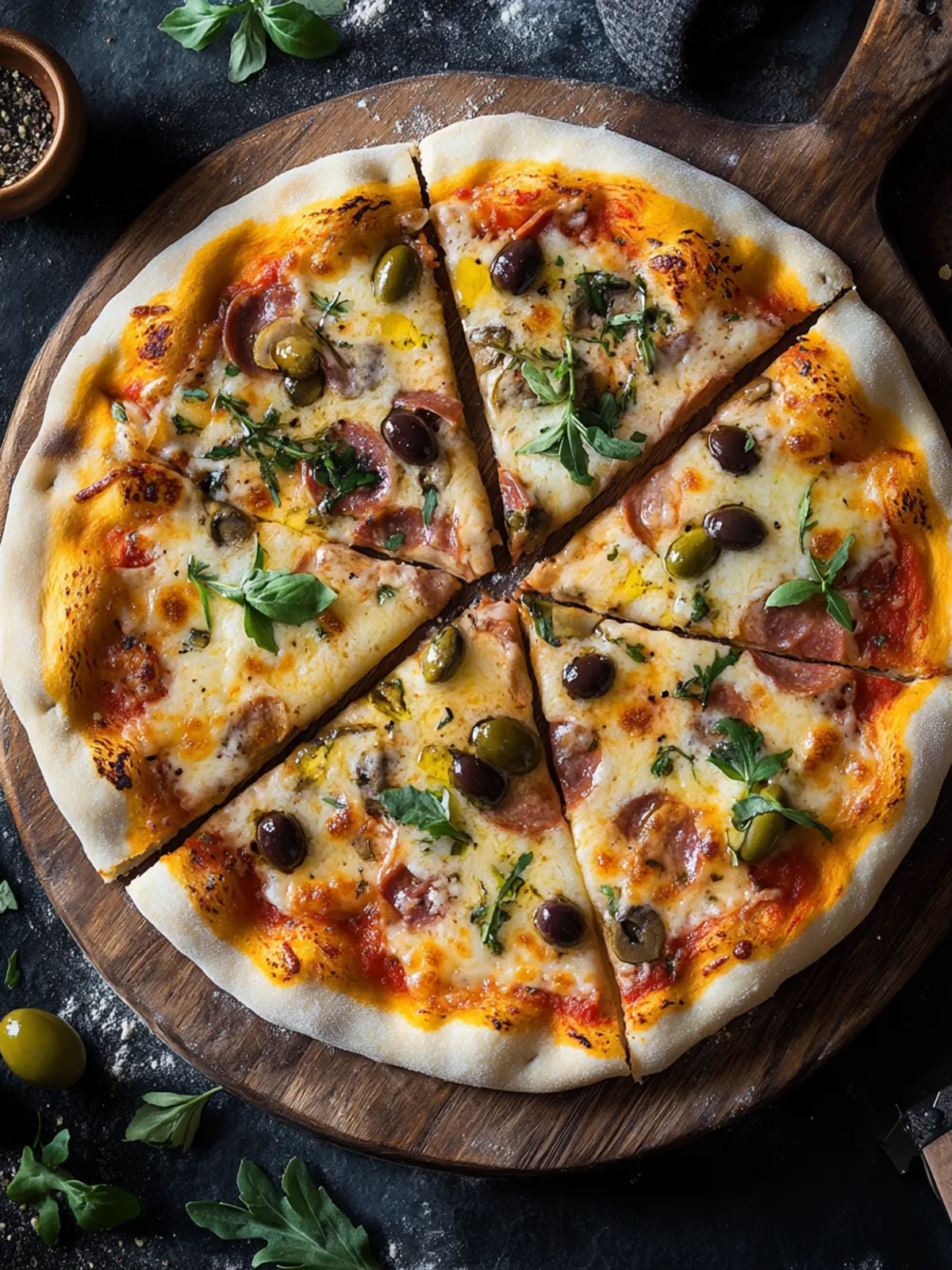 Pizza Raclette mit Oliven
