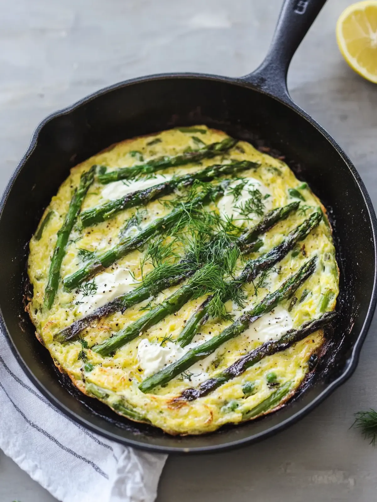 Spargel-Frittata mit Crème fraîche