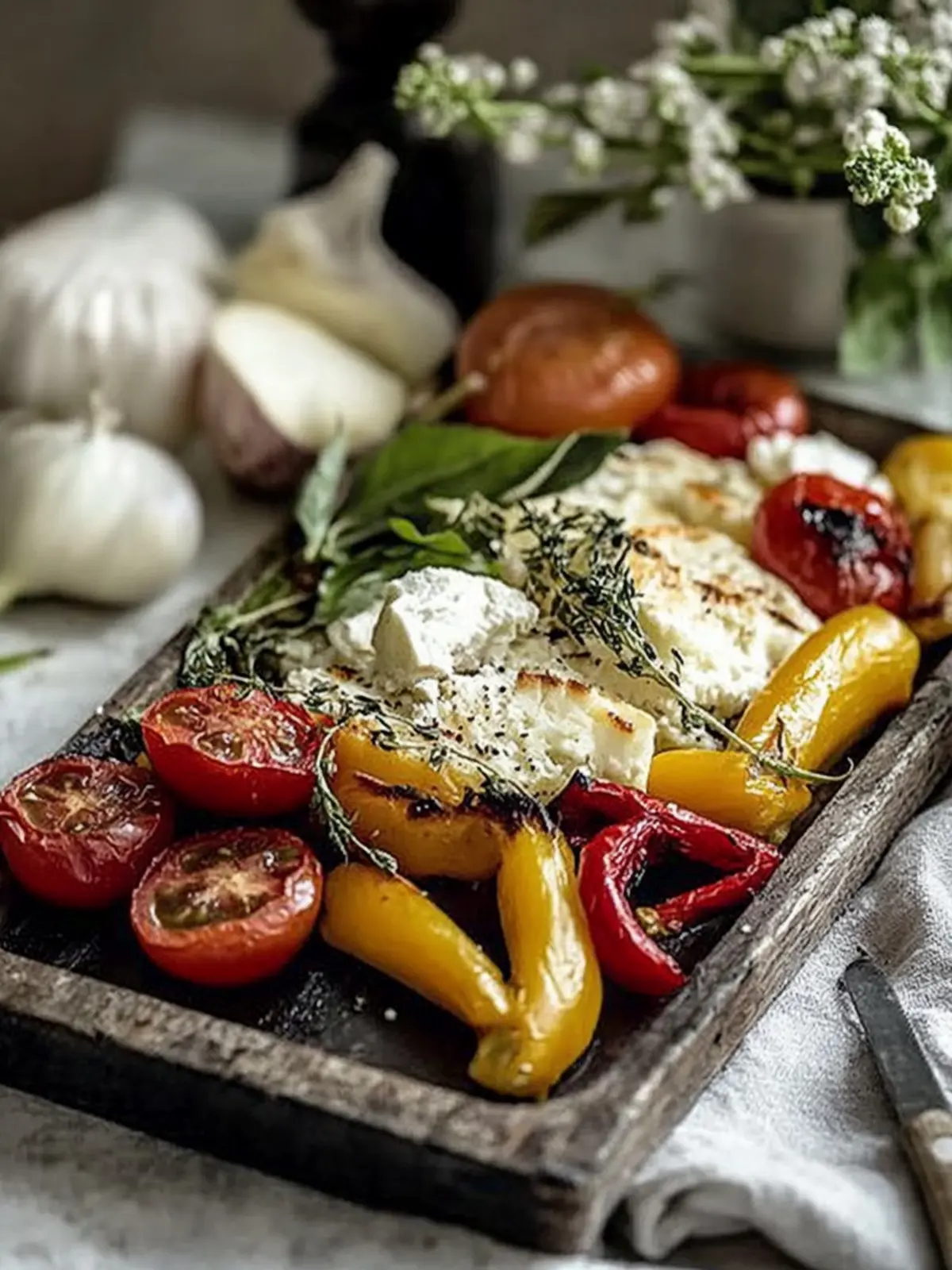 Schnell geröstetes Gemüse mit Ziegenkäse