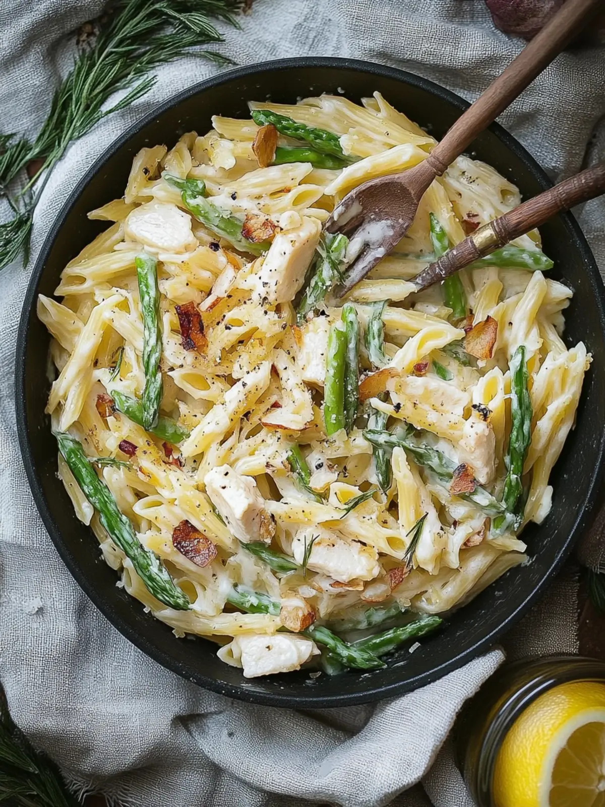 Cremige Hähnchen-Spargel-Pasta