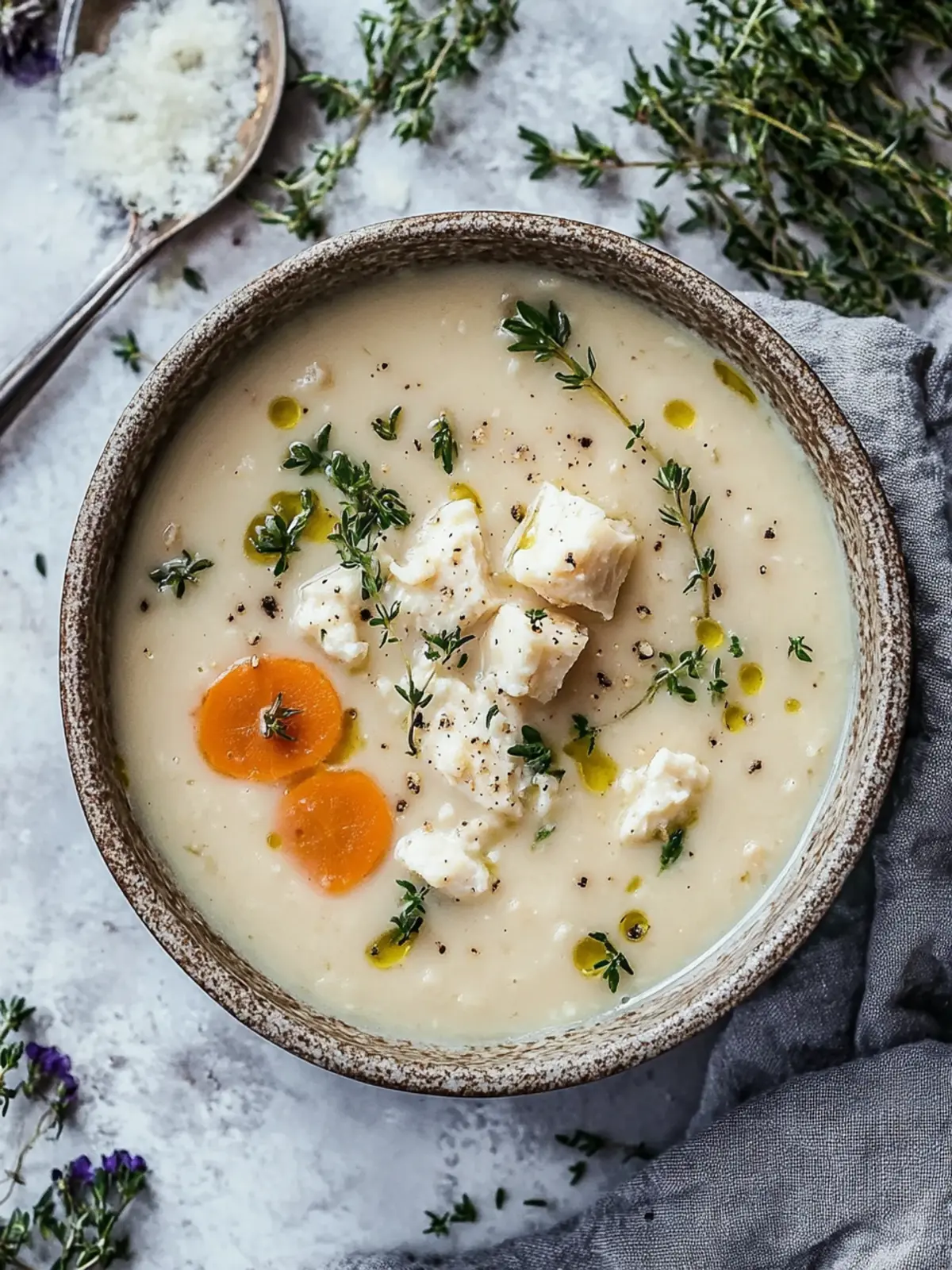 Cremige Hühnerreis-Suppe