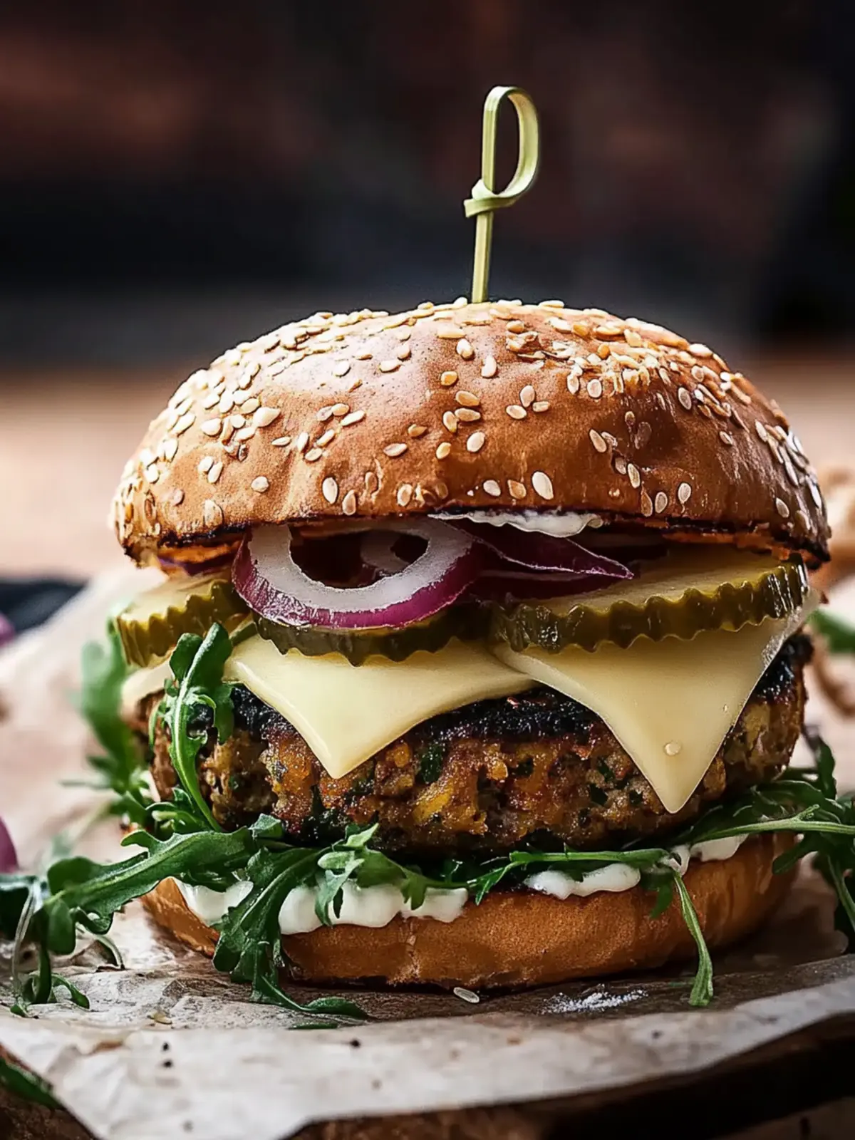Vegetarian burger with butter cheese