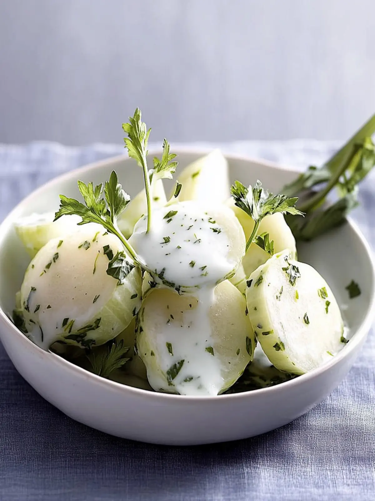 Kohlrabi mit Crème fraîche und Kerbel