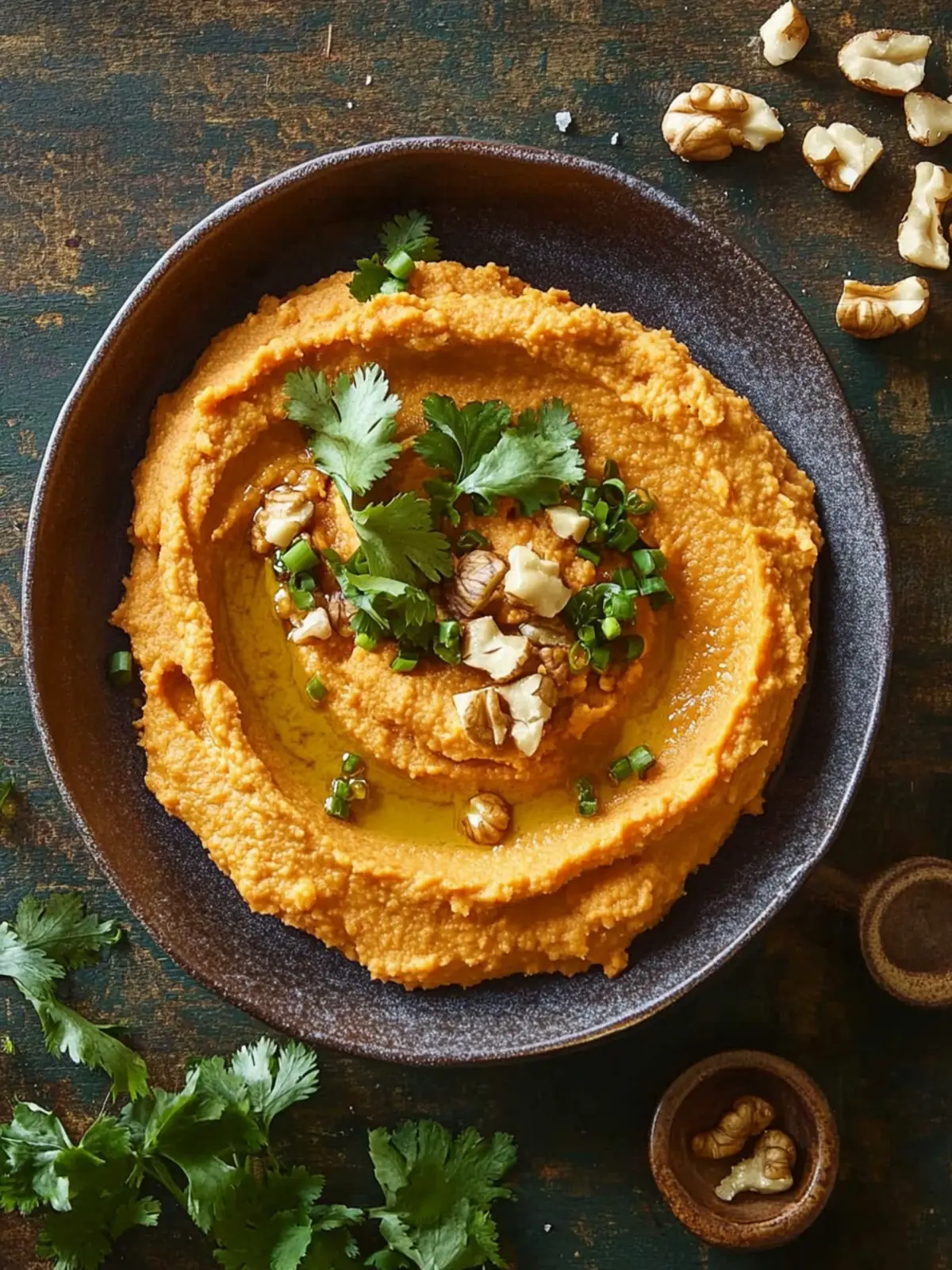 Sweet potato hummus with walnuts
