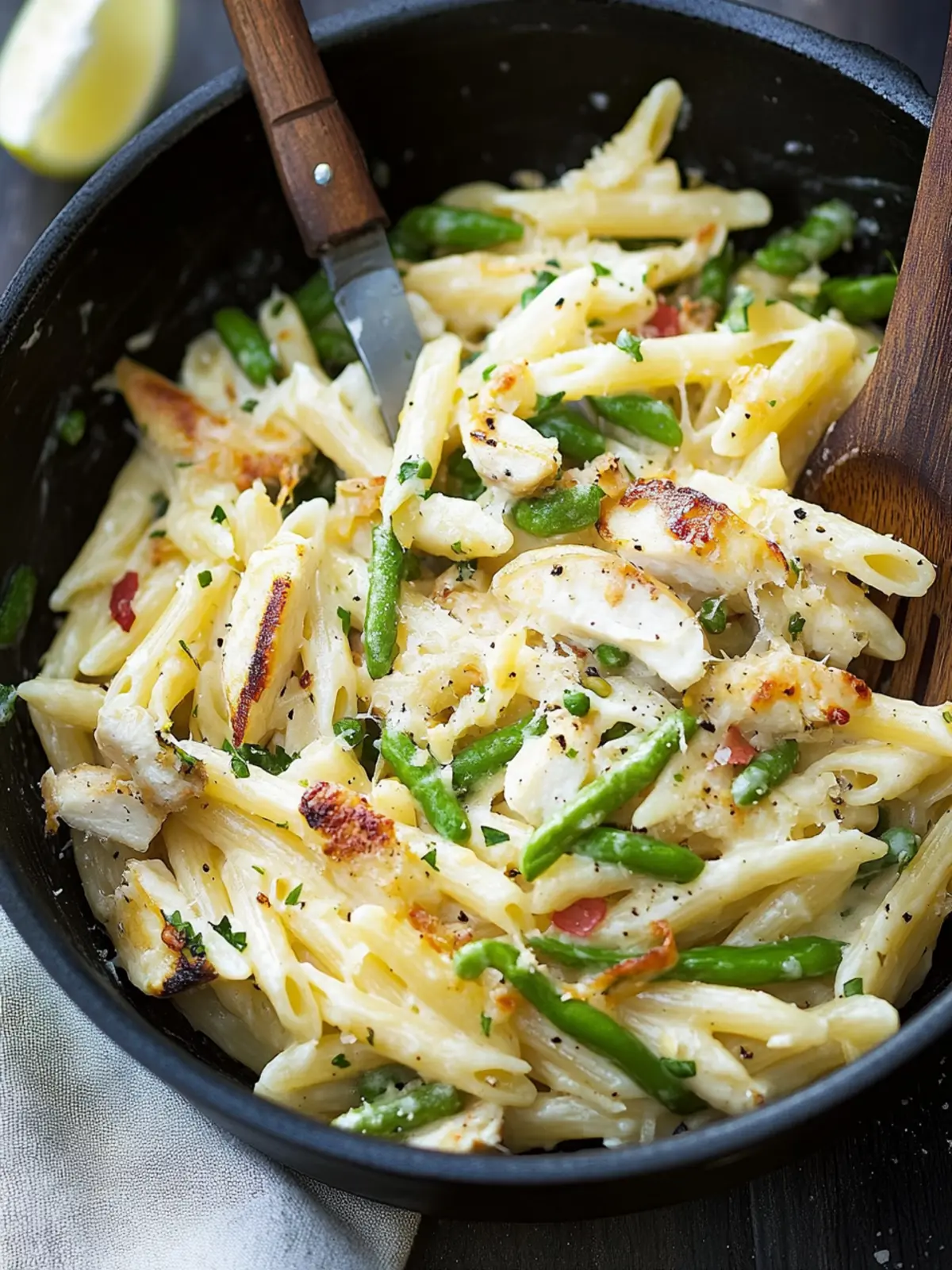 Cremige Hähnchen-Spargel-Pasta