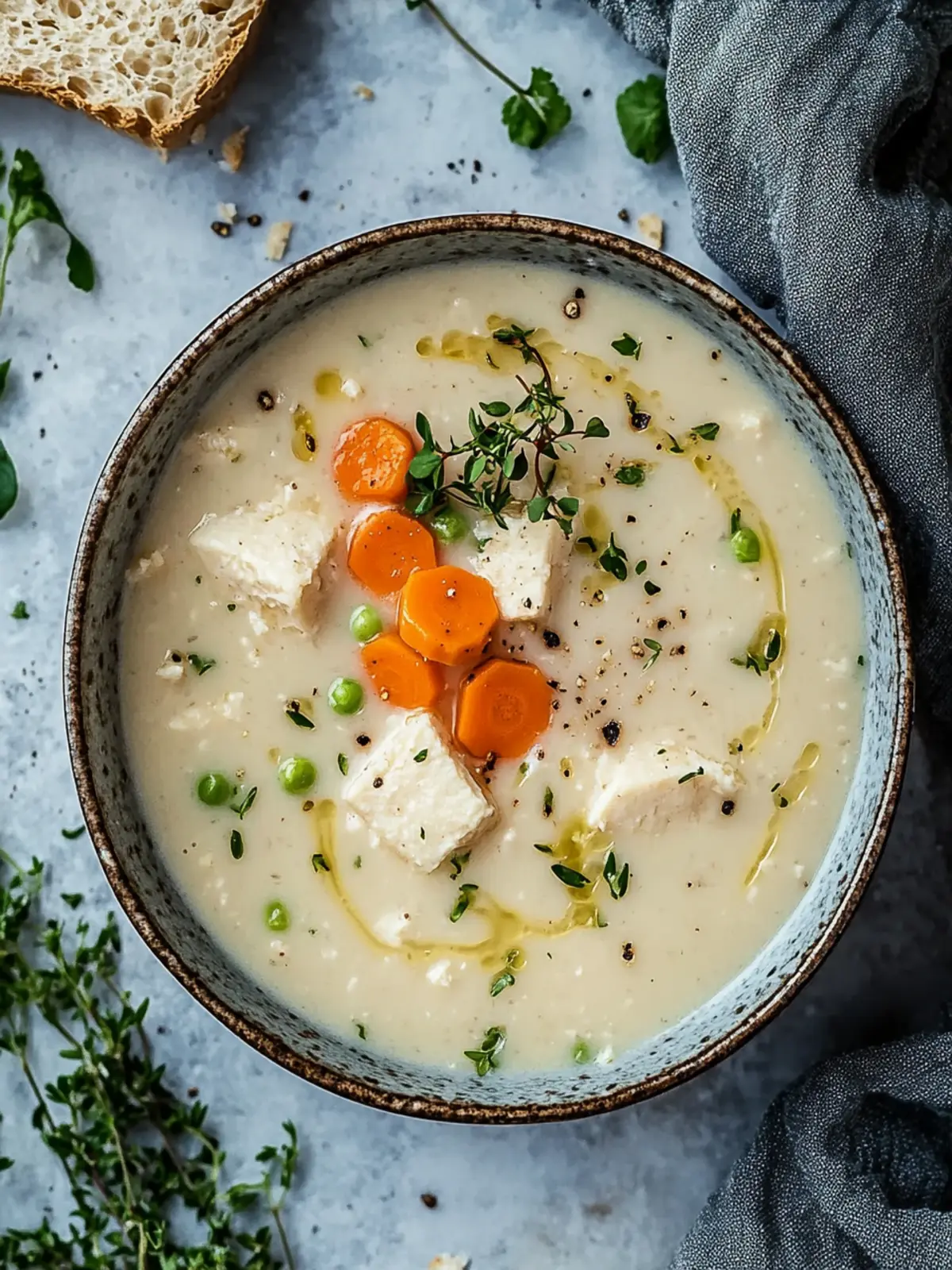 Cremige Hühnerreis-Suppe