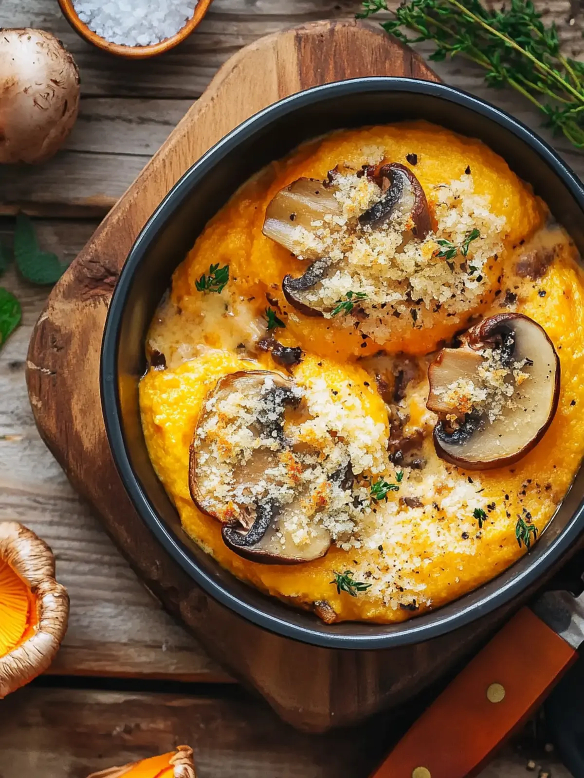 Gratinierter Kürbis mit Champignons