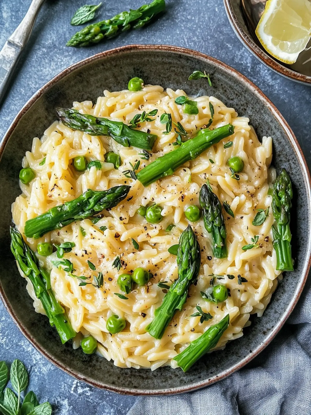 Eintopf-Orzo mit Spargel und Erbsen