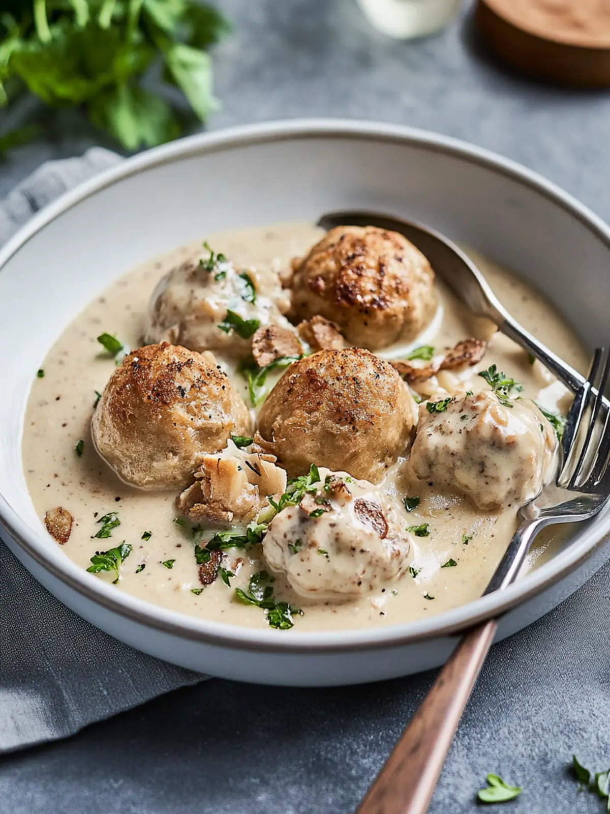 Semmelknödel mit Pilzrahmsoße