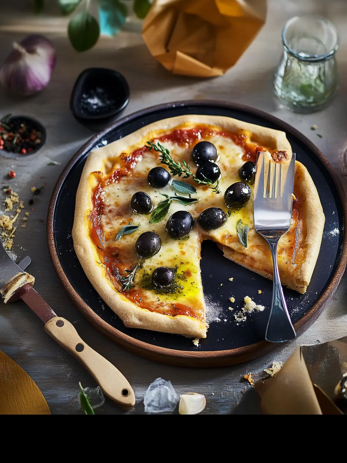 Pizza Raclette mit Oliven