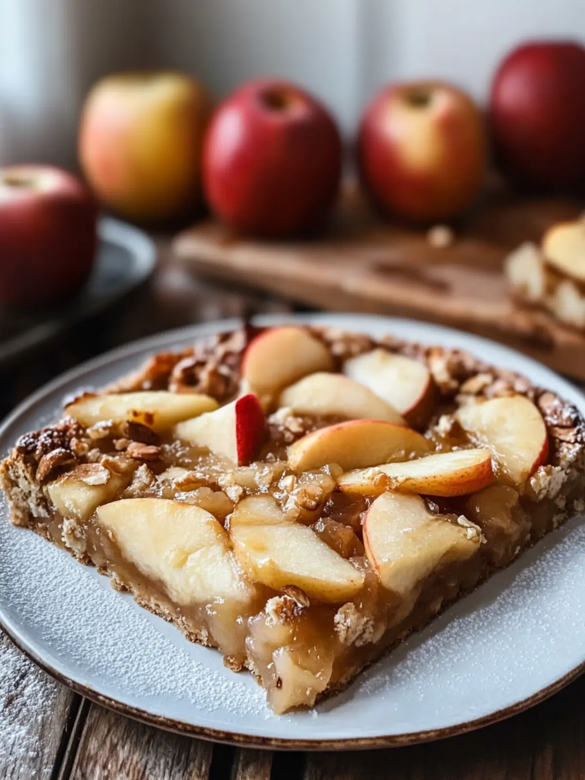Apfelkuchen gebackene Haferflocken
