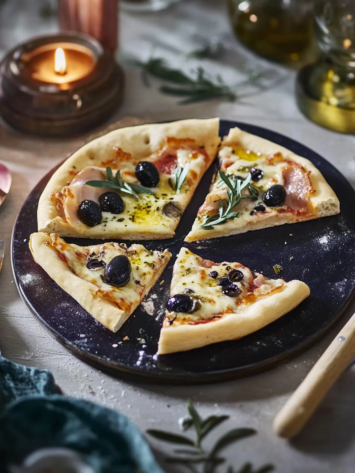Pizza Raclette mit Oliven