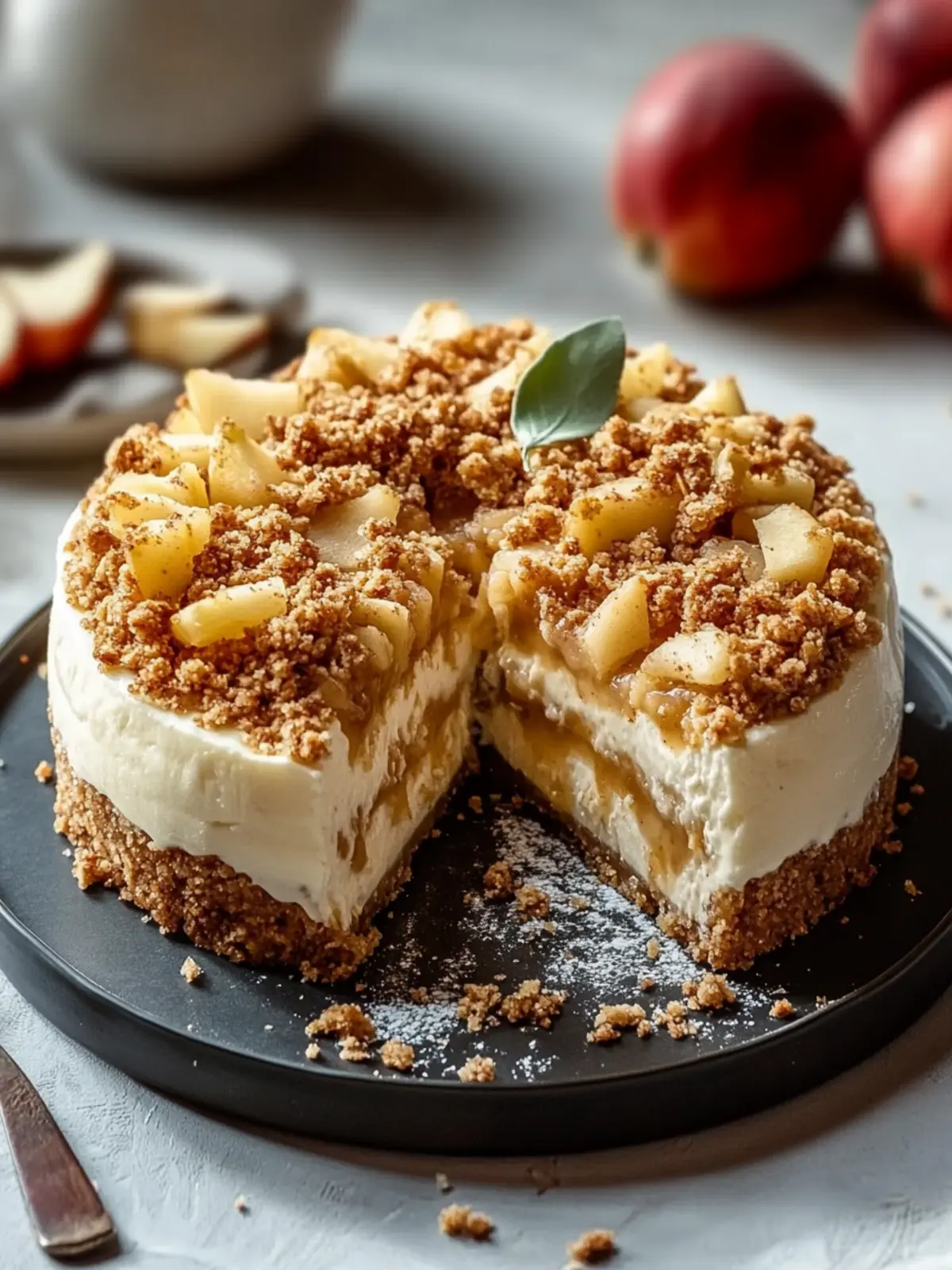 Cremiger Apfel Crumble Käsekuchen